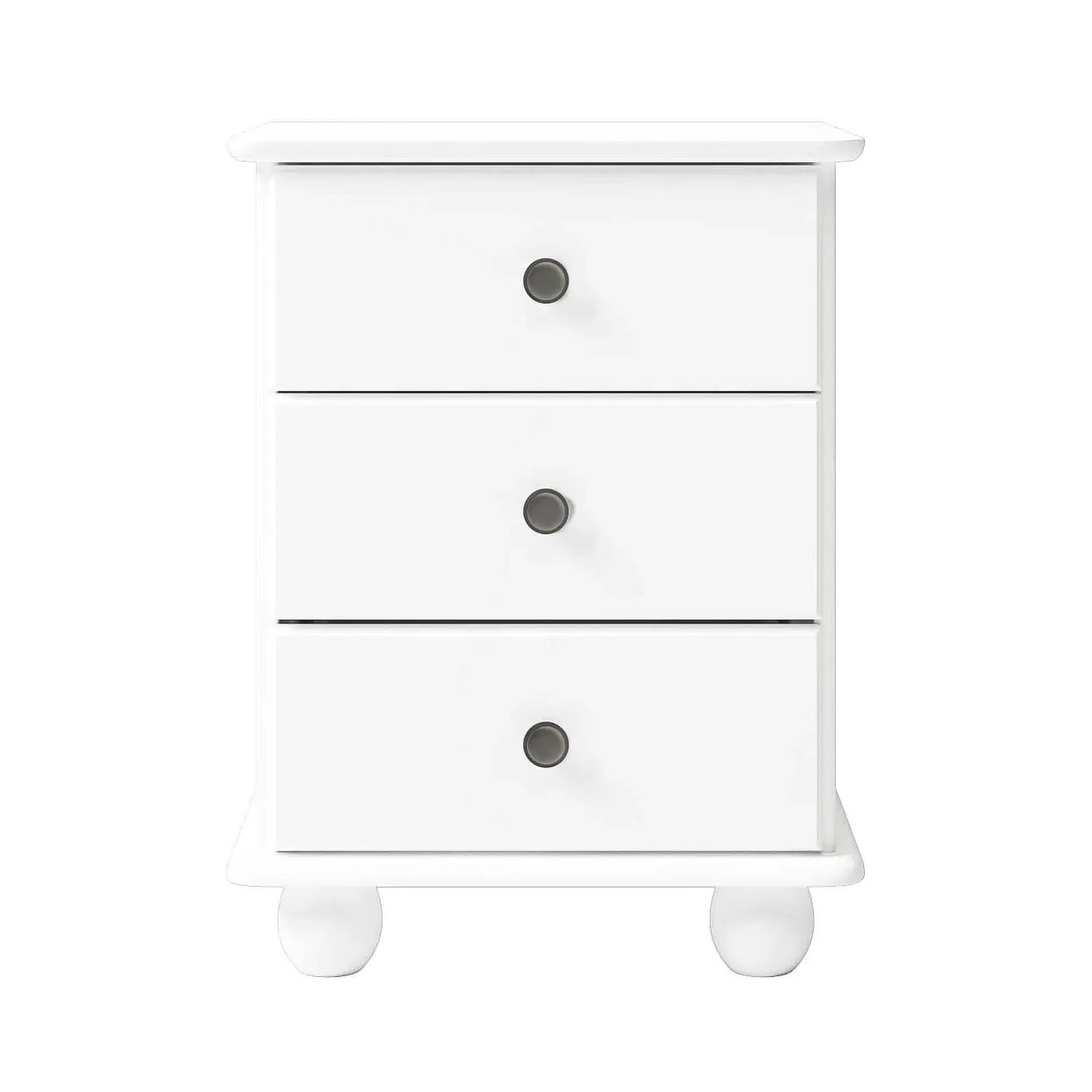3-Drawer Bedside Table - White, Solid Pine alternate view