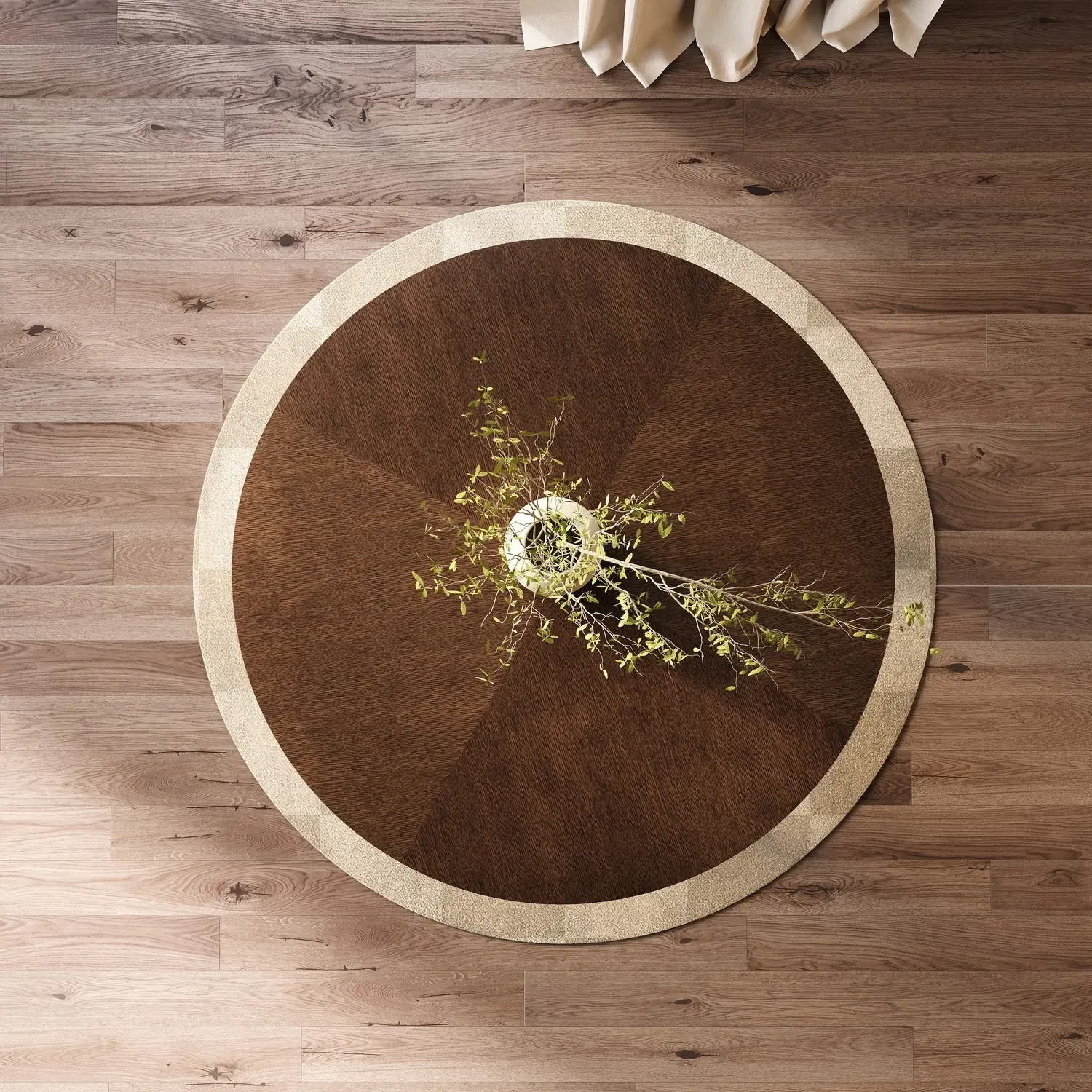 Round Dining Table with Flared Legs - Brown, Solid Rubberwood alternate view