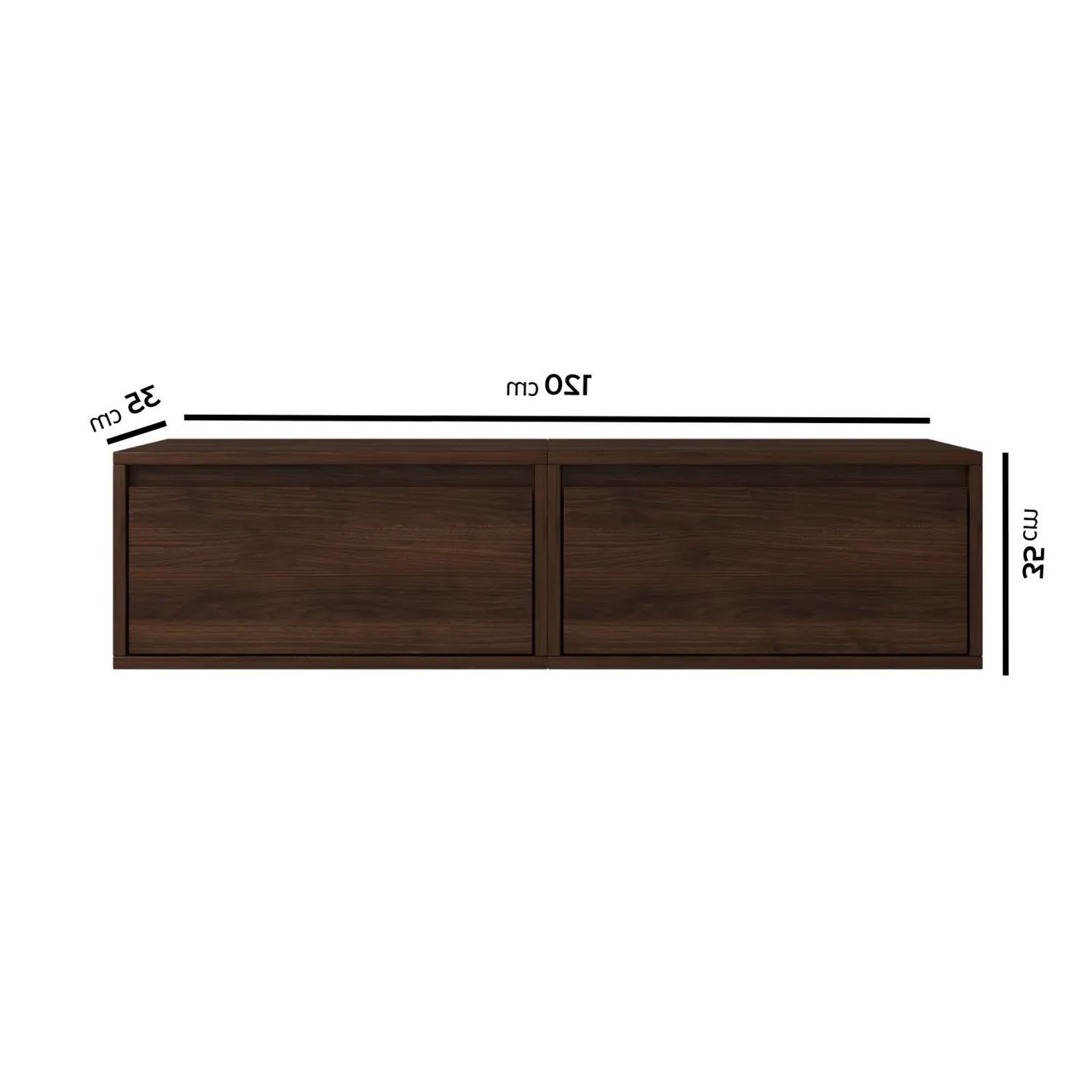 Hiro Floating Wall Mounted TV Stand - Walnut, MDF alternate view