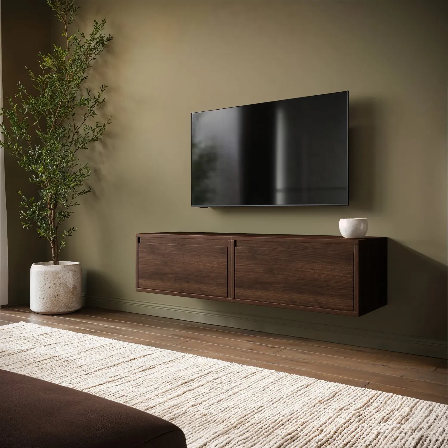 Hiro Floating Wall Mounted TV Stand - Walnut, MDF product