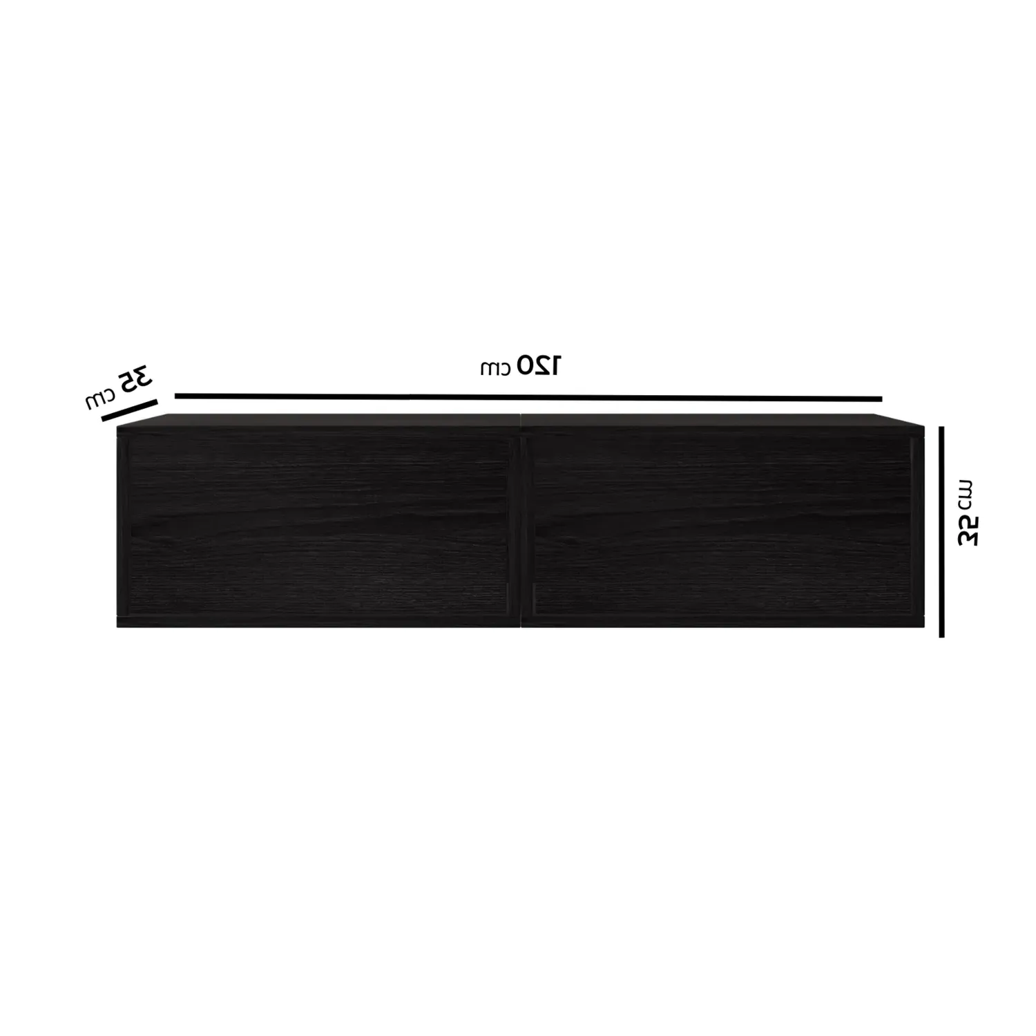 Small Floating Wall Mounted TV Stand - Black, MDF alternate view