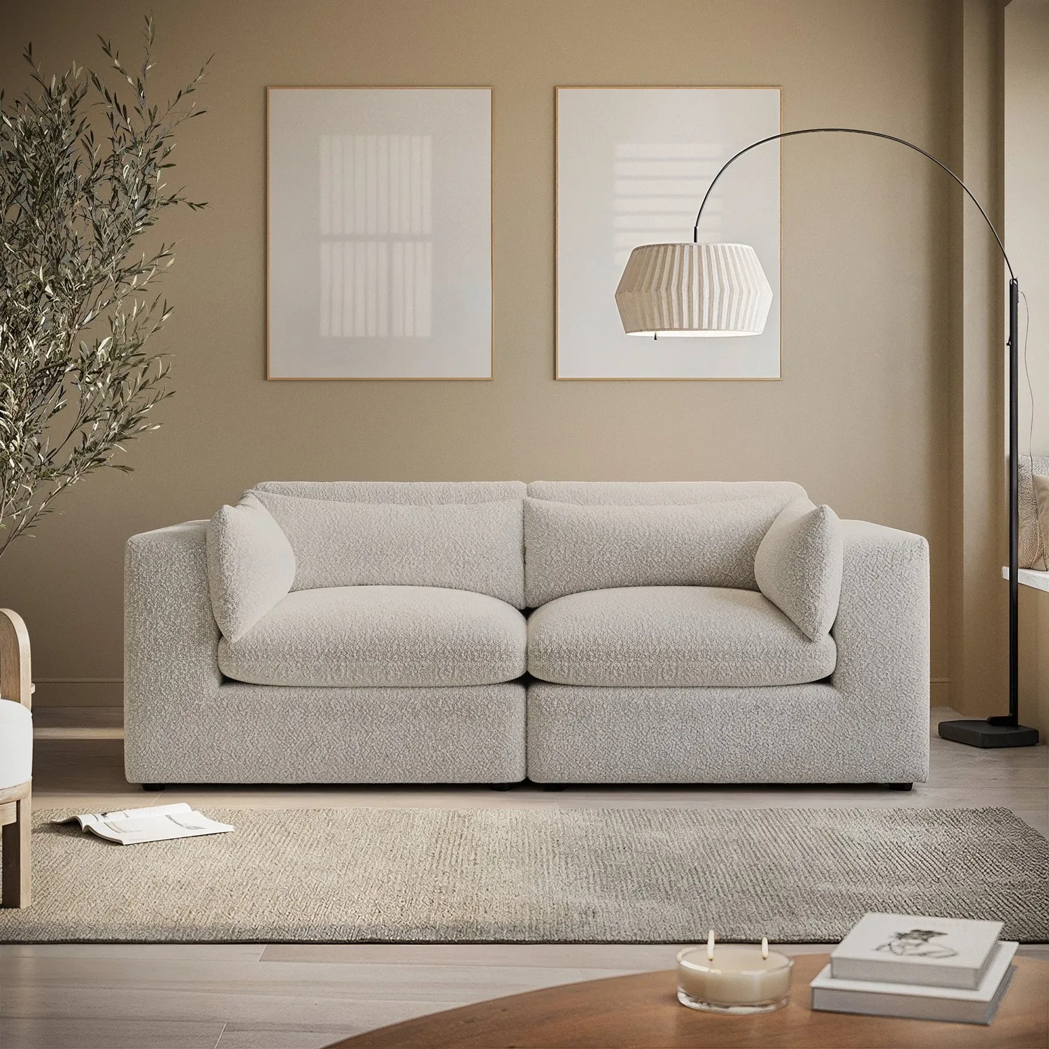 Hudson 3-Seater Sofa - Beige, Boucle product
