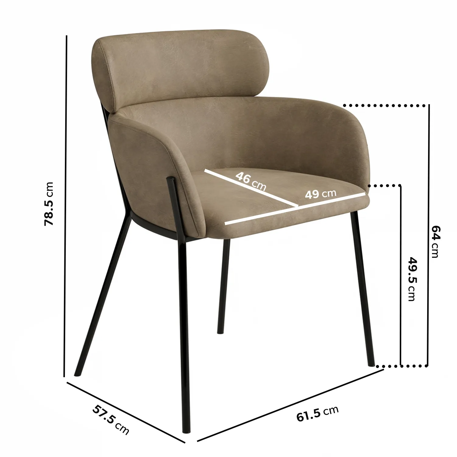 Set of 2 Curved Dining Chairs - Beige, Faux Leather alternate view
