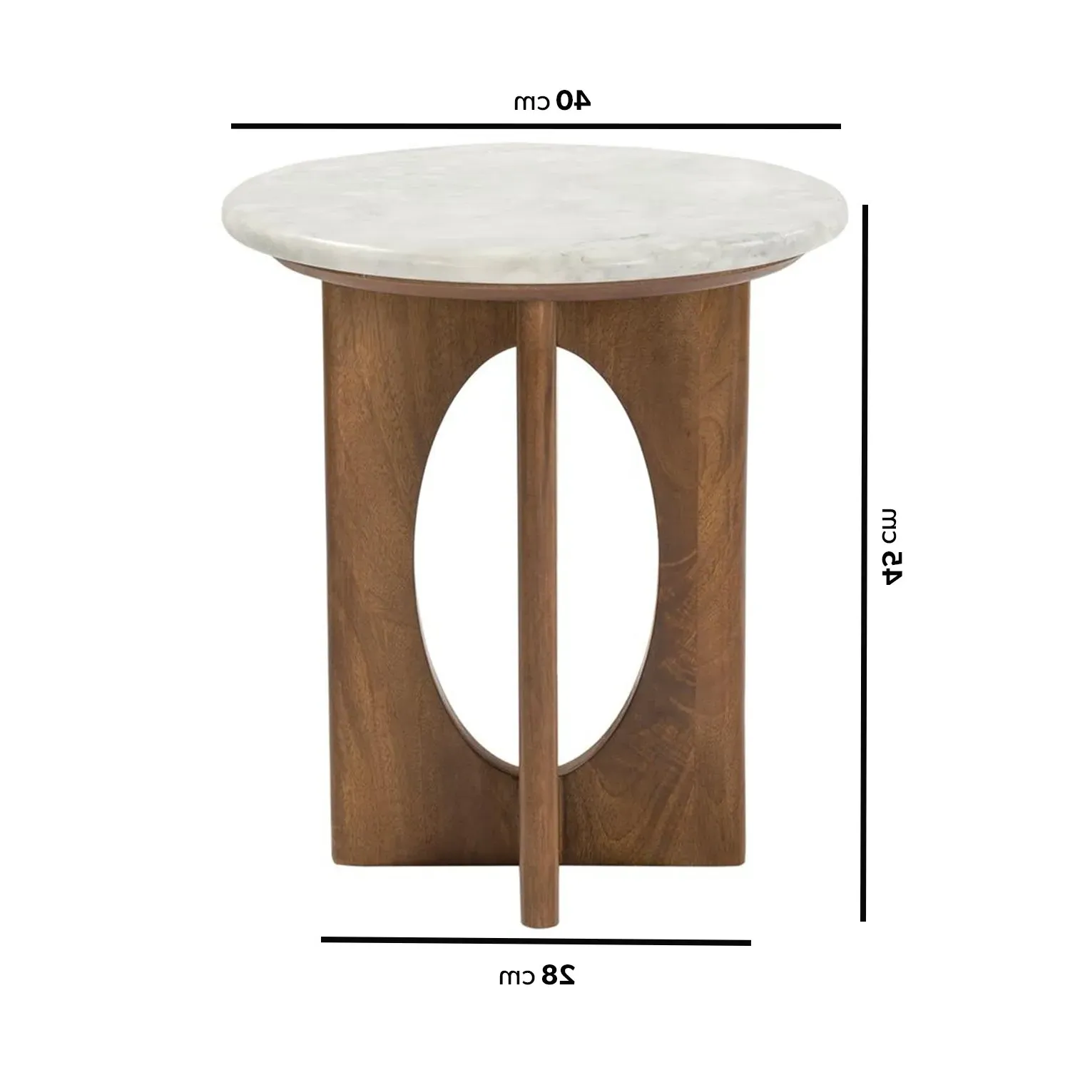 Ivan Round Side Table - White Marble, Mango Wood alternate view