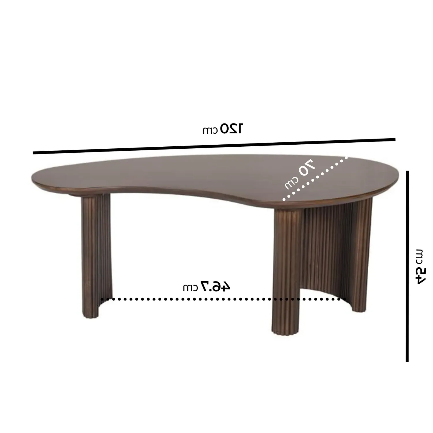 Kidney Shaped Nest of 2 Coffee Tables - Brown, Mango Wood alternate view