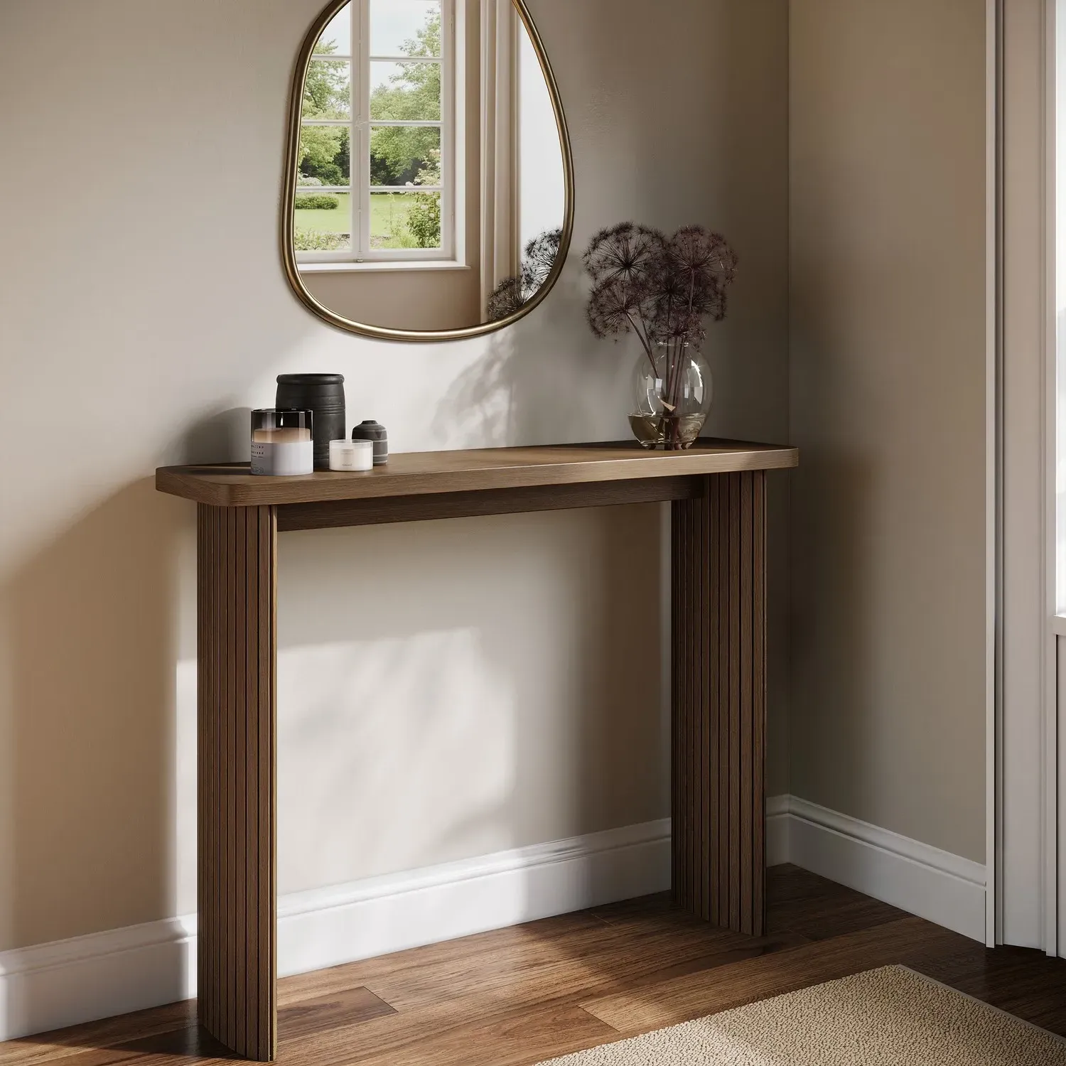 Jarel Narrow Console Table - Walnut, Solid Oak product
