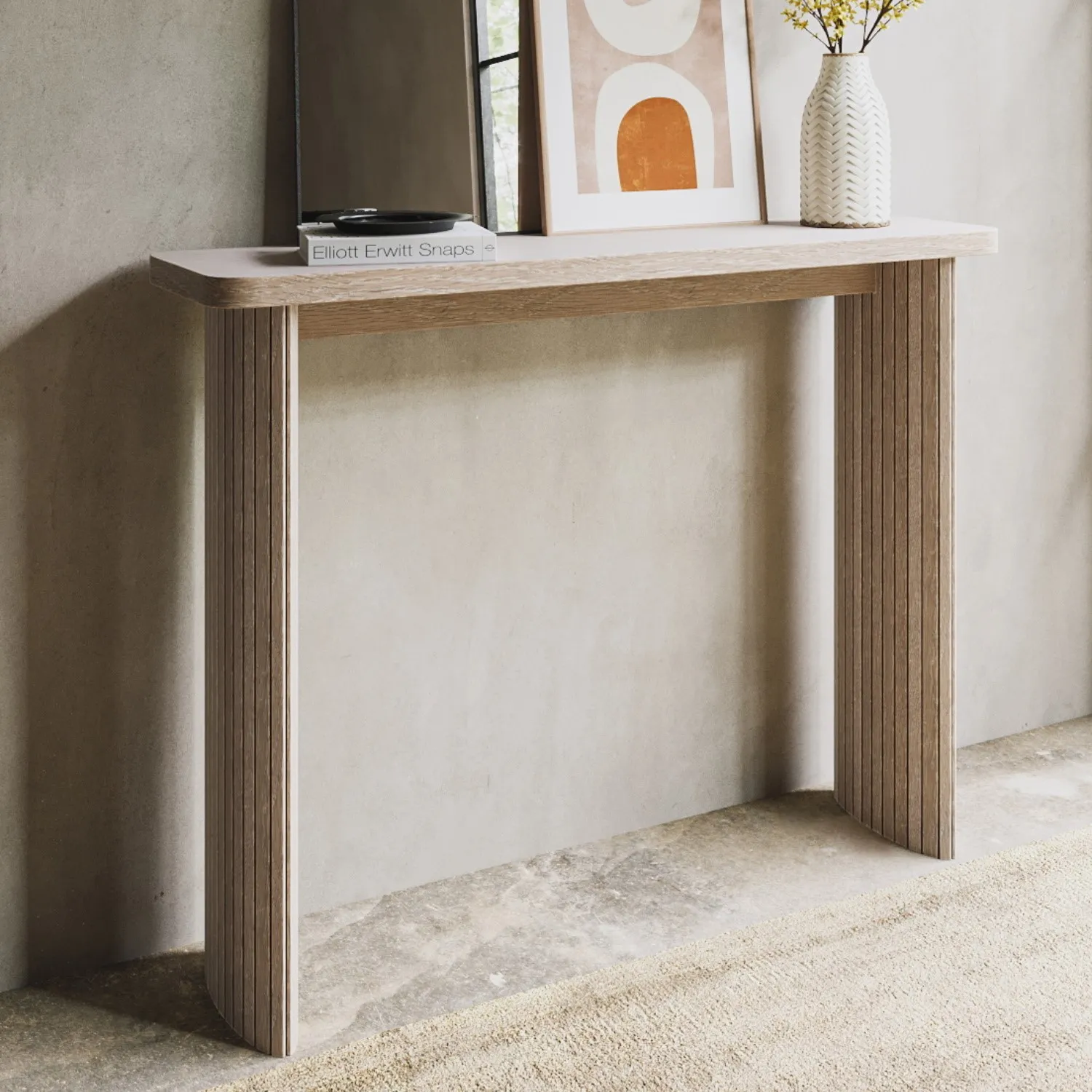 Jarel Slim Console Table - Light Oak, Solid Oak product
