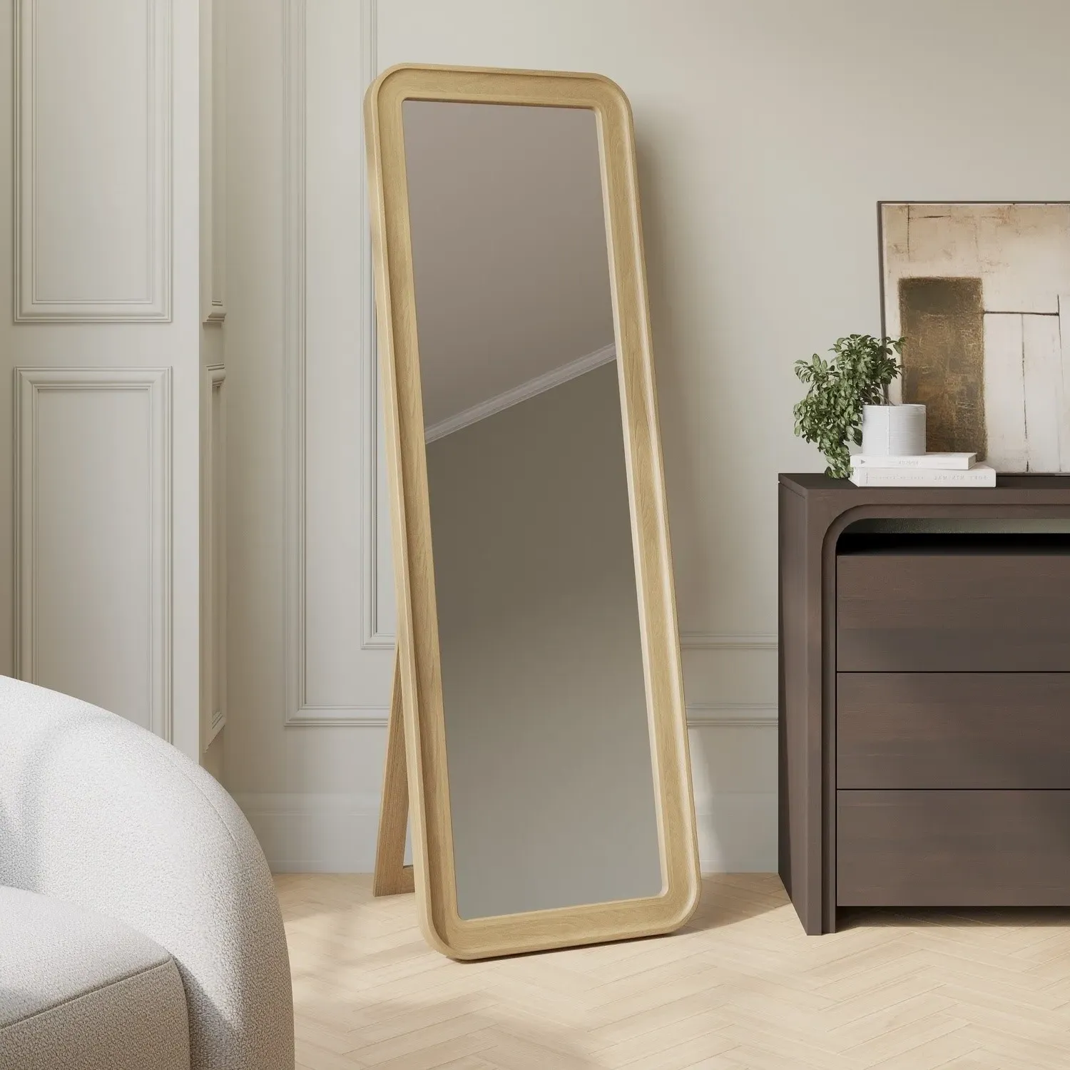 Jude Freestanding Full-Length Mirror - Light Wood, Pine alternate view