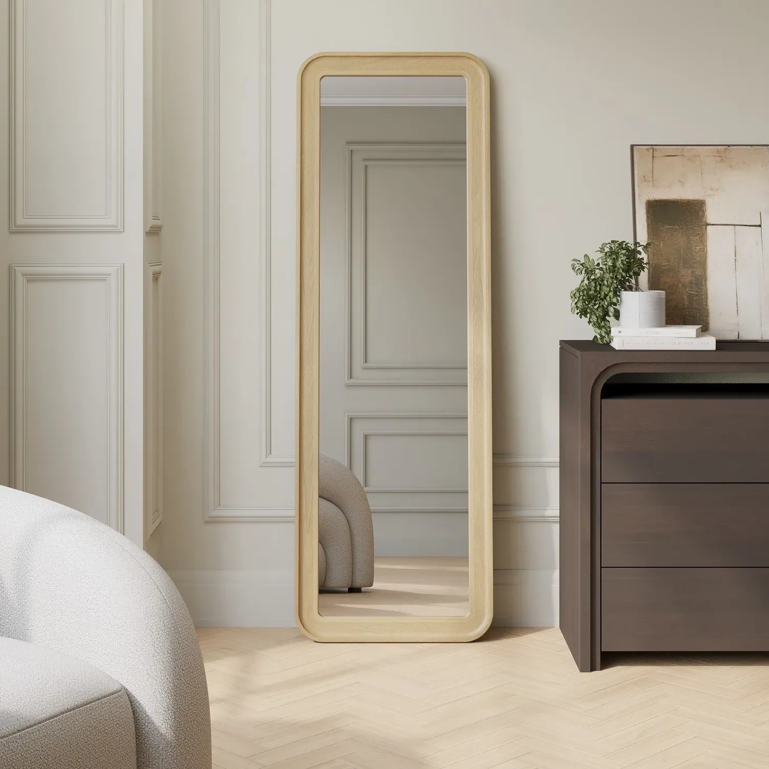 Jude Freestanding Full-Length Mirror - Light Wood, Pine product