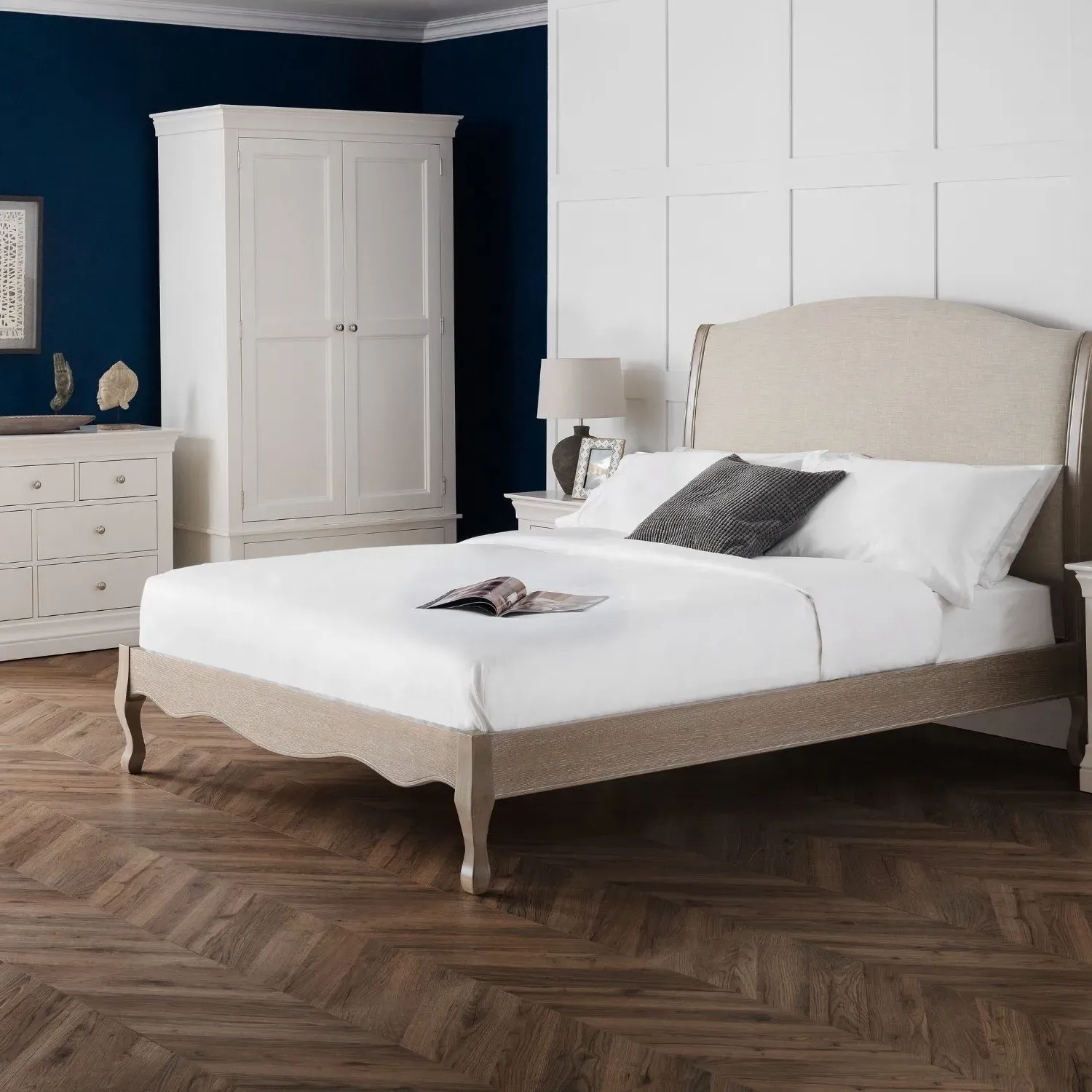 Camille Double Bed Frame - Oatmeal, Limed Oak alternate view