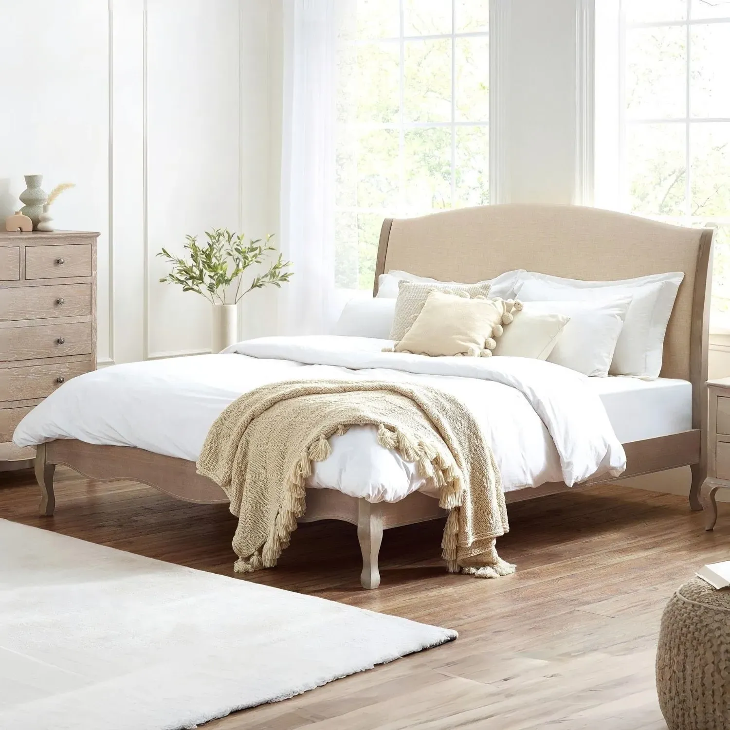 Camille Double Bed Frame - Oatmeal, Limed Oak product