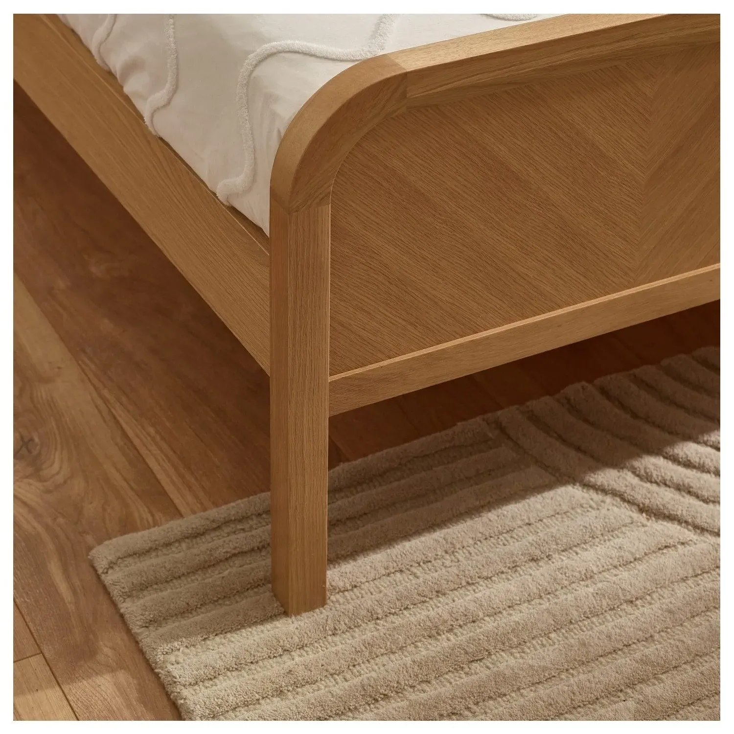 Chevron Double Bed Frame - Brown, Solid Oak alternate view
