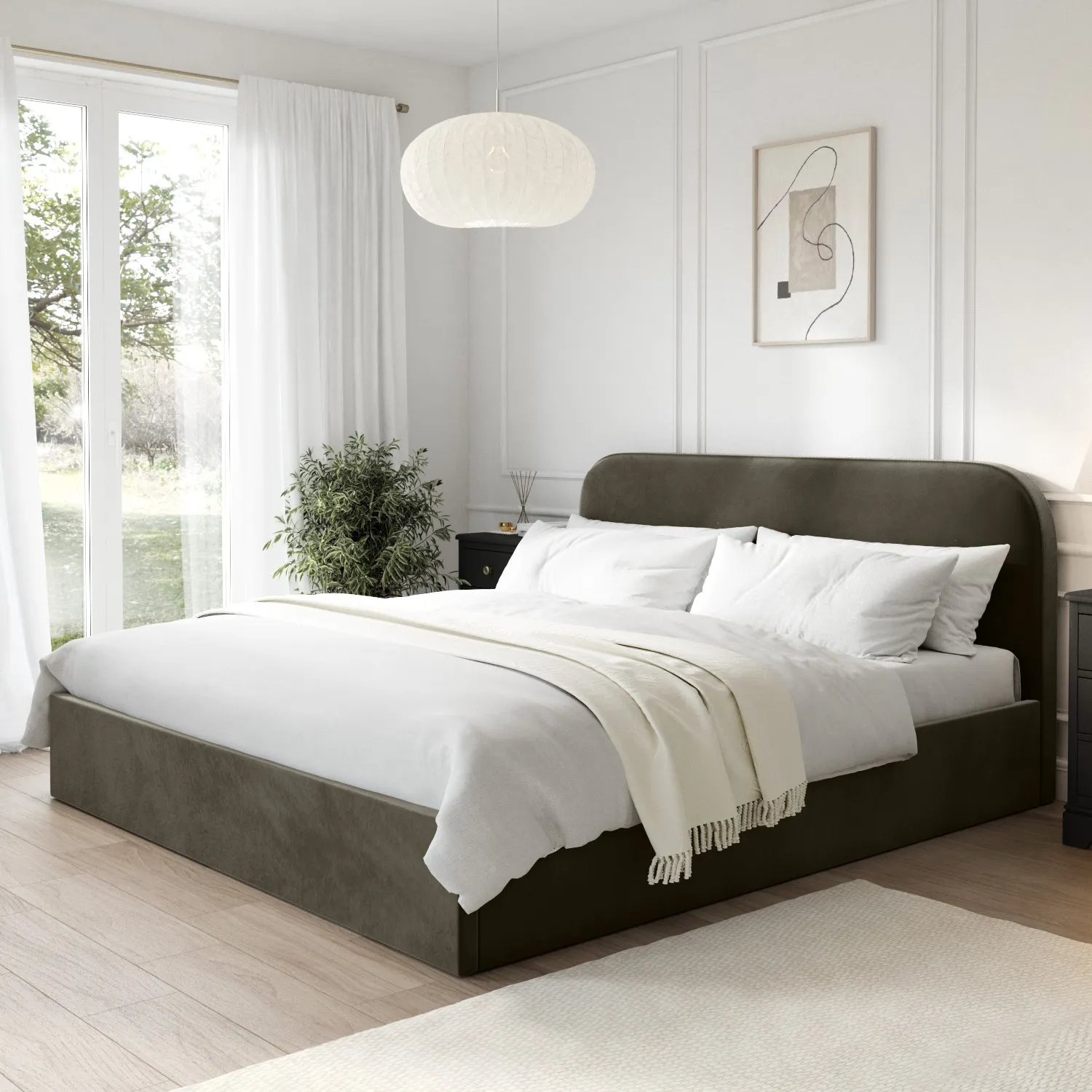 khaki-green-velvet-super-king-ottoman-bed-frame-zara image