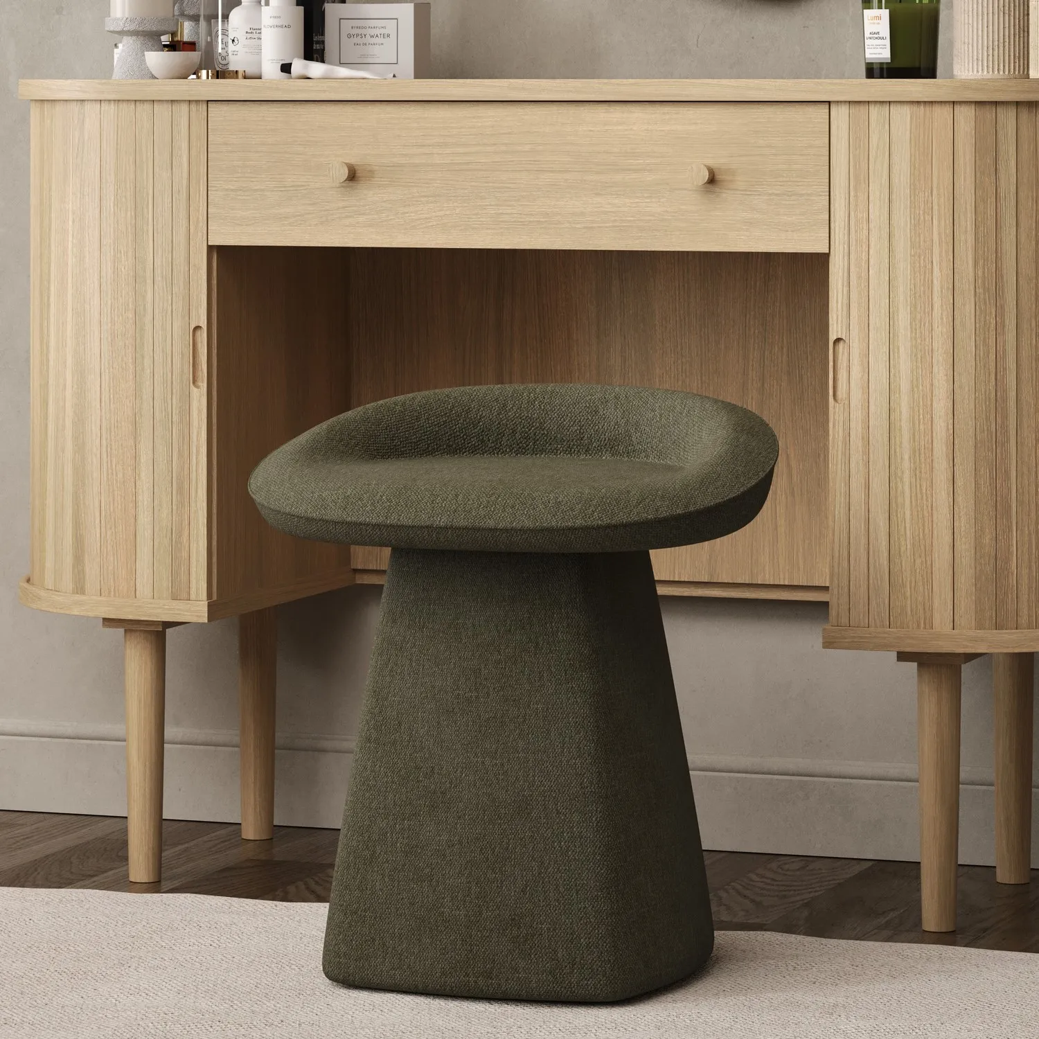 Koda Swivel Dressing Table Stool - Green, Chenille product