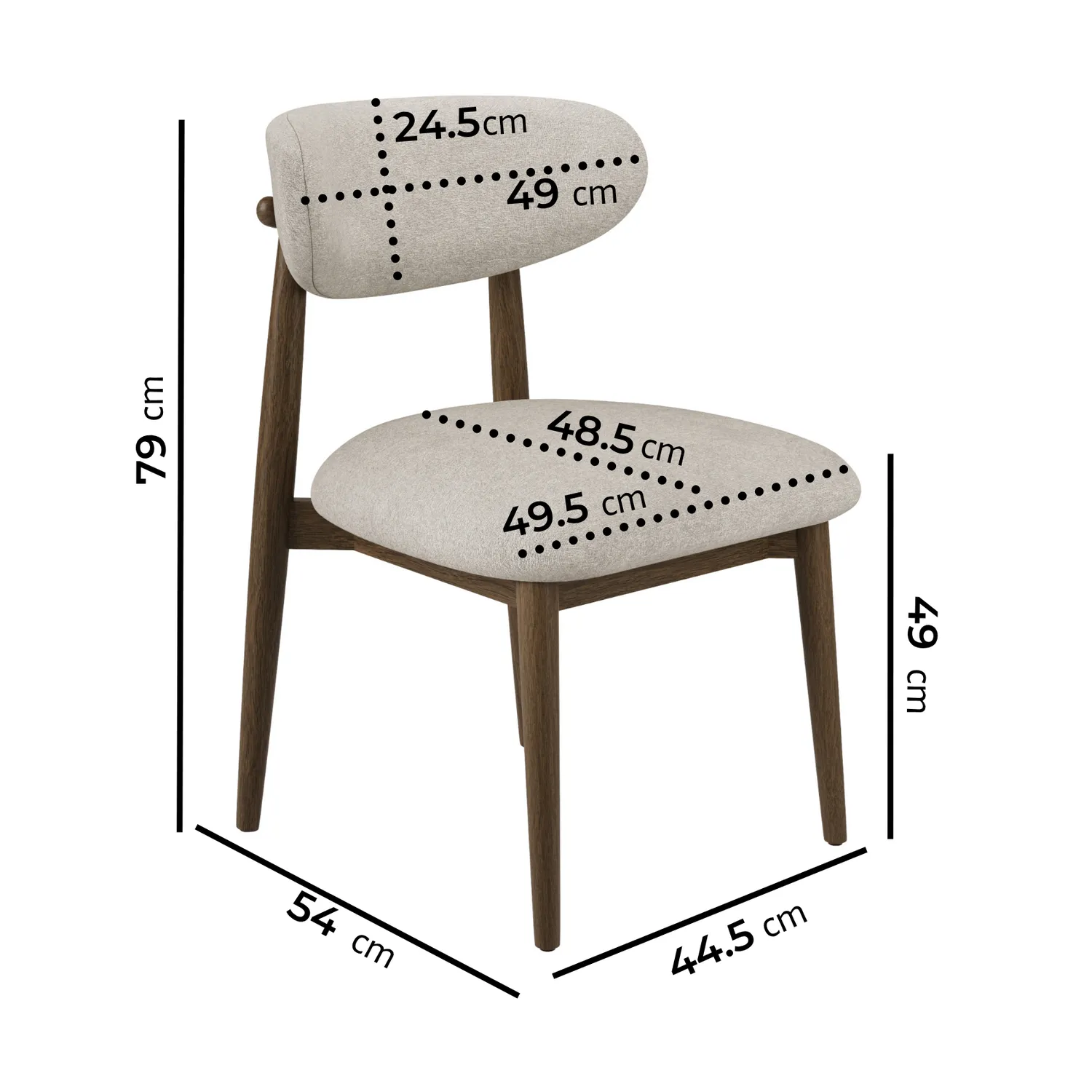 Kori Curved Dining Chair with Open Back - Beige, Ash Wood alternate view