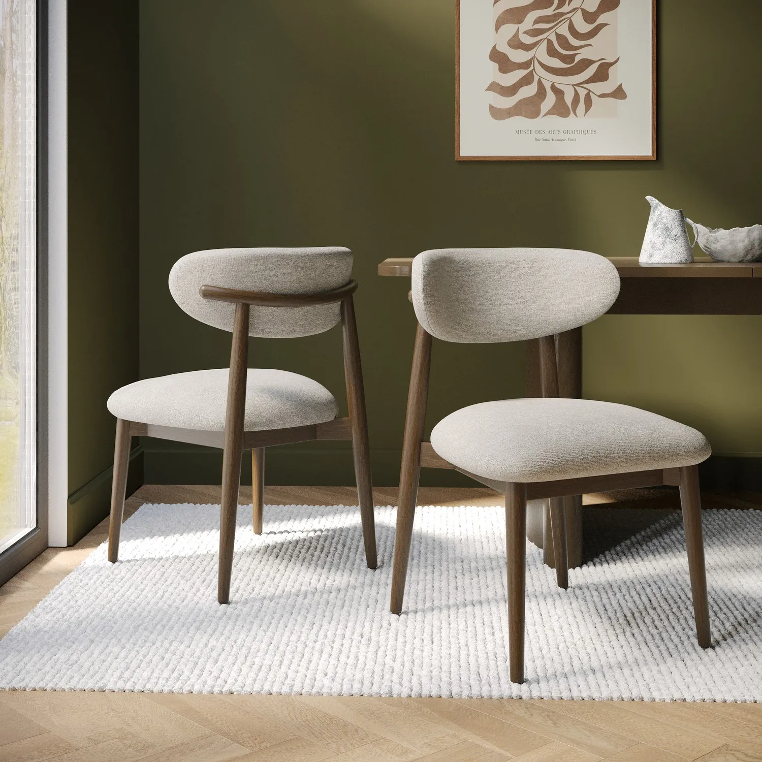 Kori Curved Dining Chair with Open Back - Beige, Ash Wood product