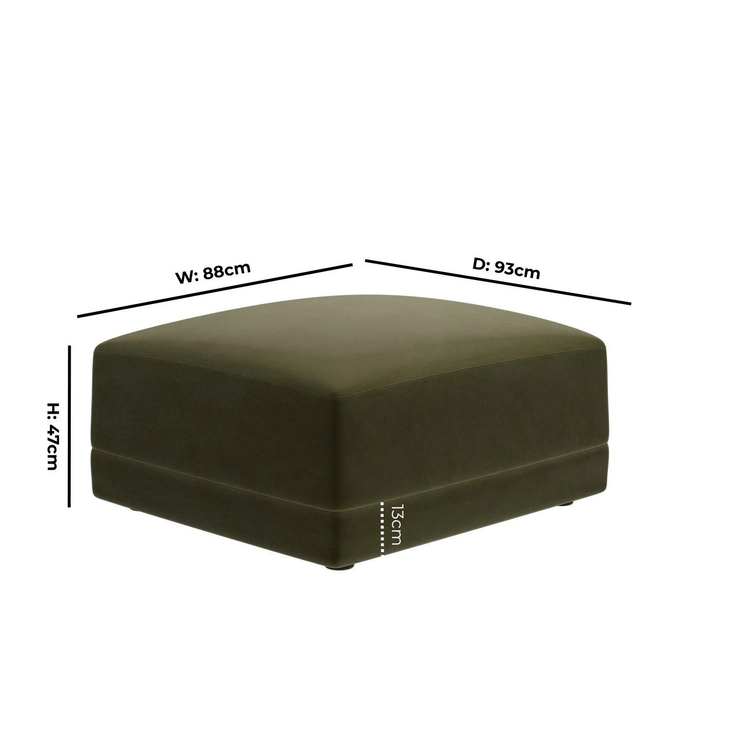 Laine Footstool - Moss Green, Velvet alternate view