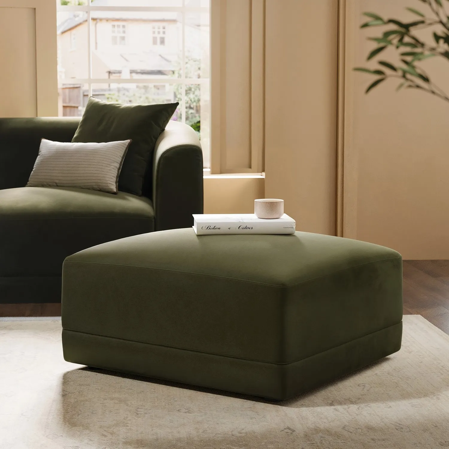 Laine Footstool - Moss Green, Velvet product