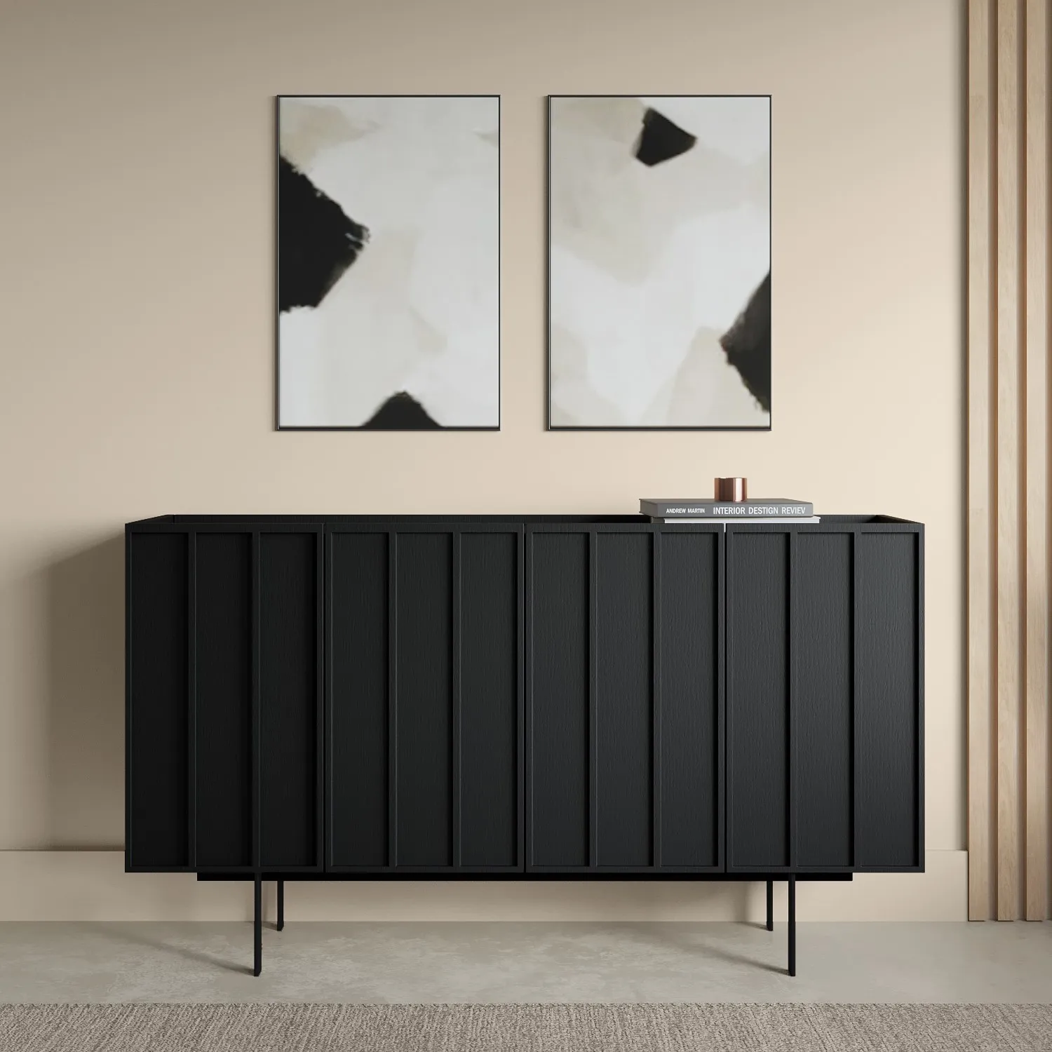 large-black-oak-sideboard-4-doors-helmer image