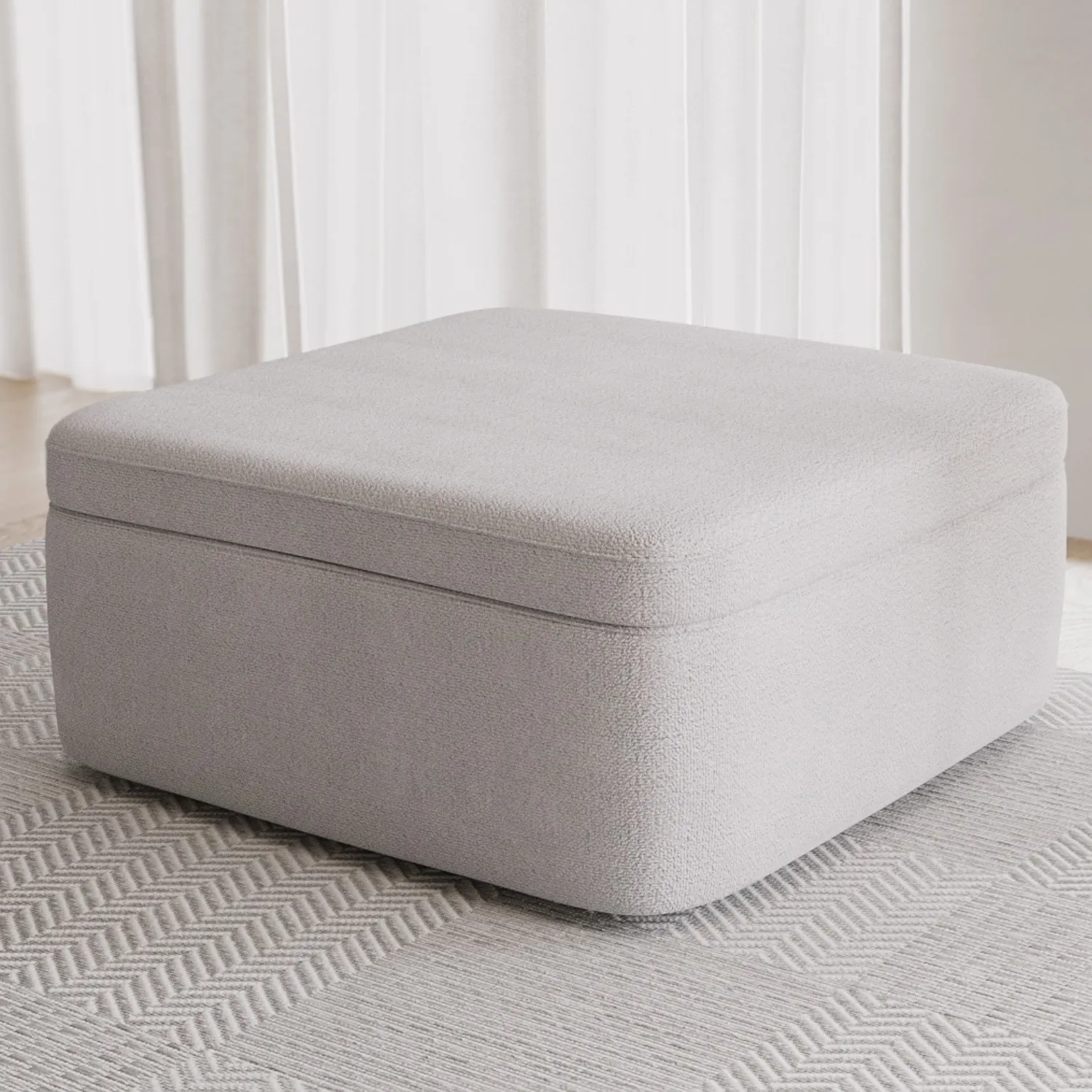 large-cream-boucle-footstool-with-storage-vera image