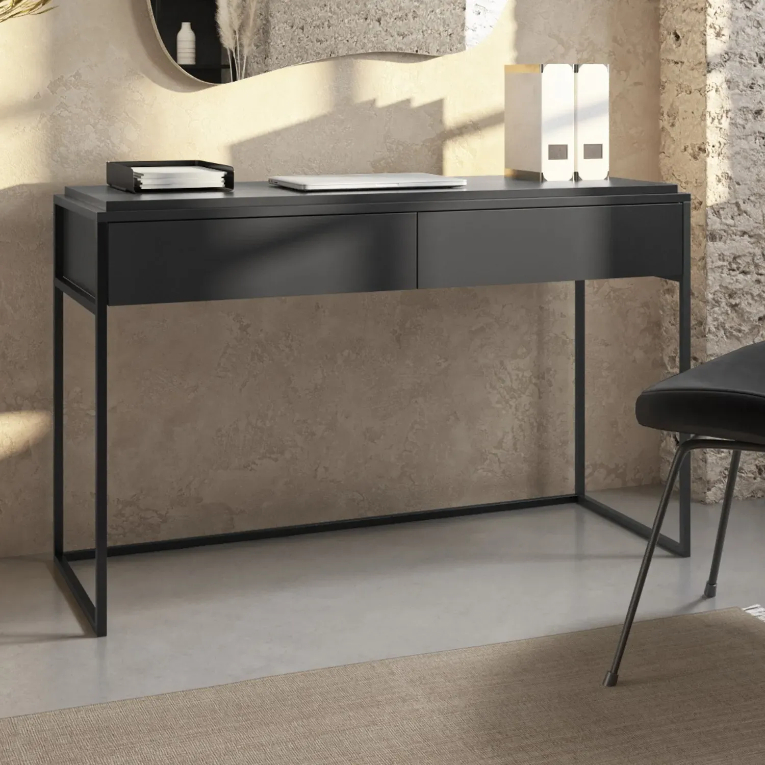 Larsen Desk with Drawers - Black, Matt MDF product
