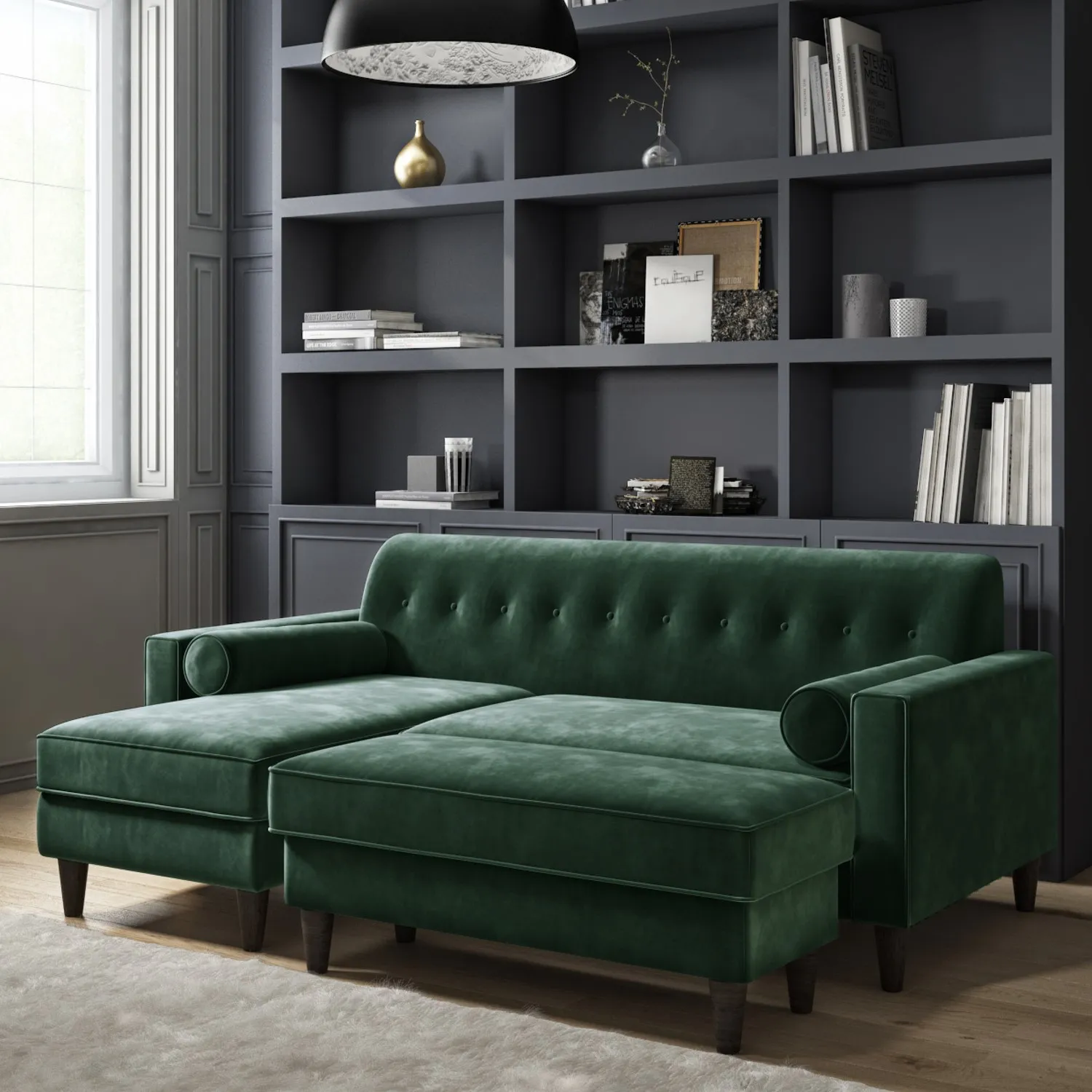 left-hand-corner-sofa-with-footstool-set-in-green-velvet-idris image