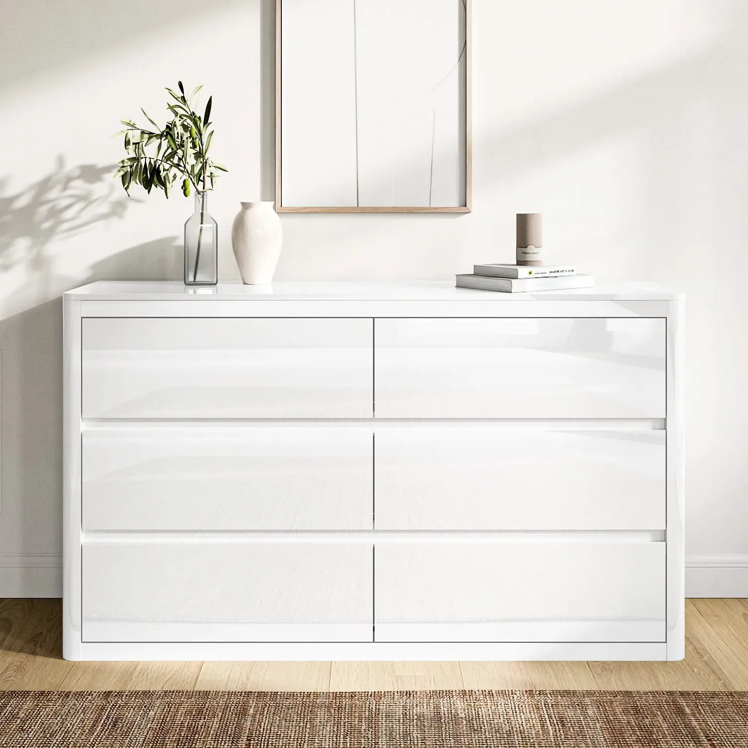 Lexi Wide 6 Drawer Chest of Drawers - White, High Gloss product