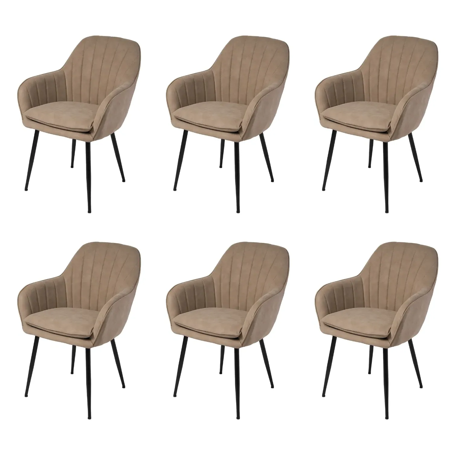 Logan Set of 6 Dining Chairs - Beige, Faux Leather product