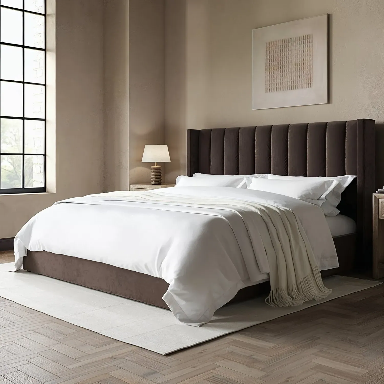Maddox Super King Ottoman Bed with Storage - Chocolate Brown, Velvet product