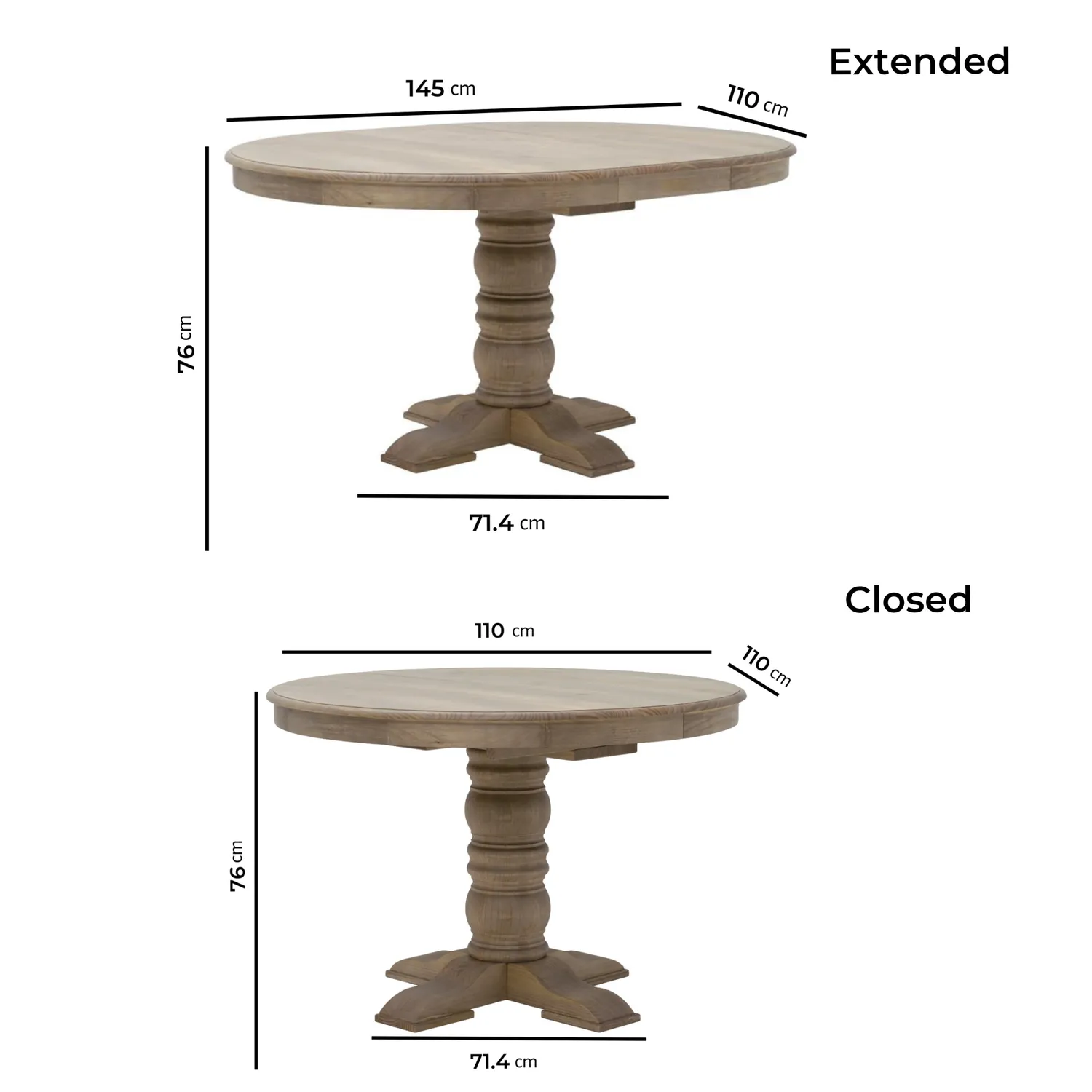 Madeline Round Extendable Dining Table Set with 4 Chairs - Sage Green, Solid Pine alternate view