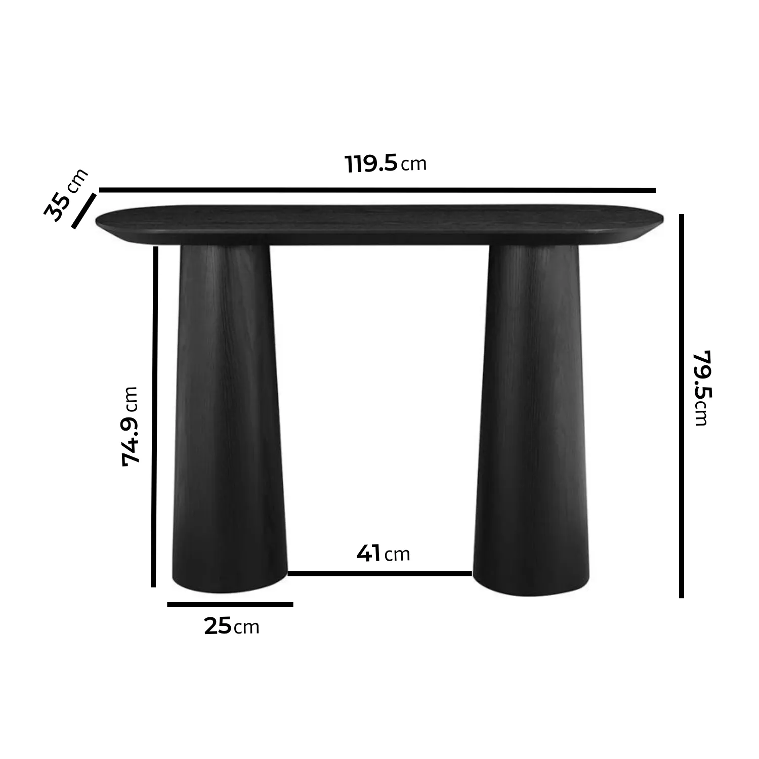 Console Table with Flared Legs - Black, Ash Veneer alternate view