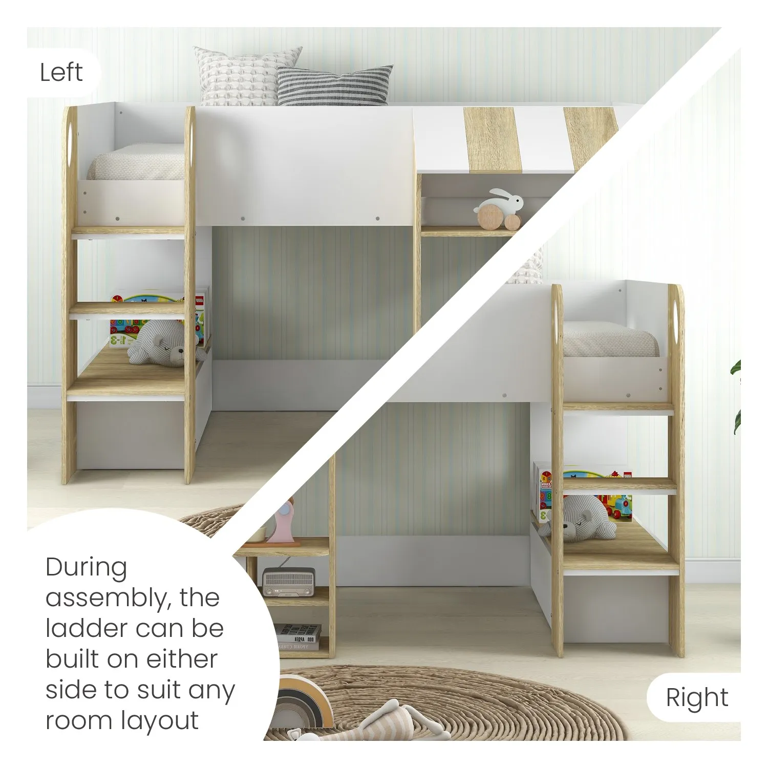 Marcel Mid Sleeper Cabin Bed with Storage - White, MDF alternate view