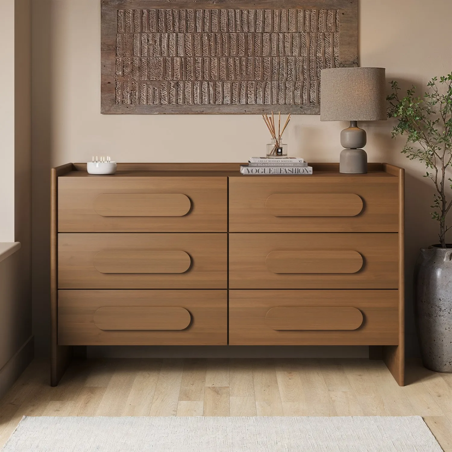 Margot Wide 6 Drawer Chest of Drawers - Dark Wood, Pine product