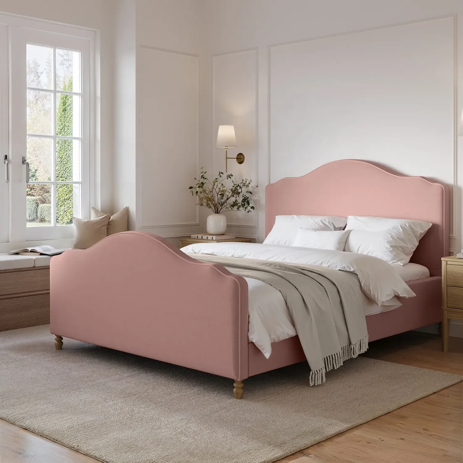 King Size Ottoman Storage Bed with Storage - Pink, Chenille alternate view