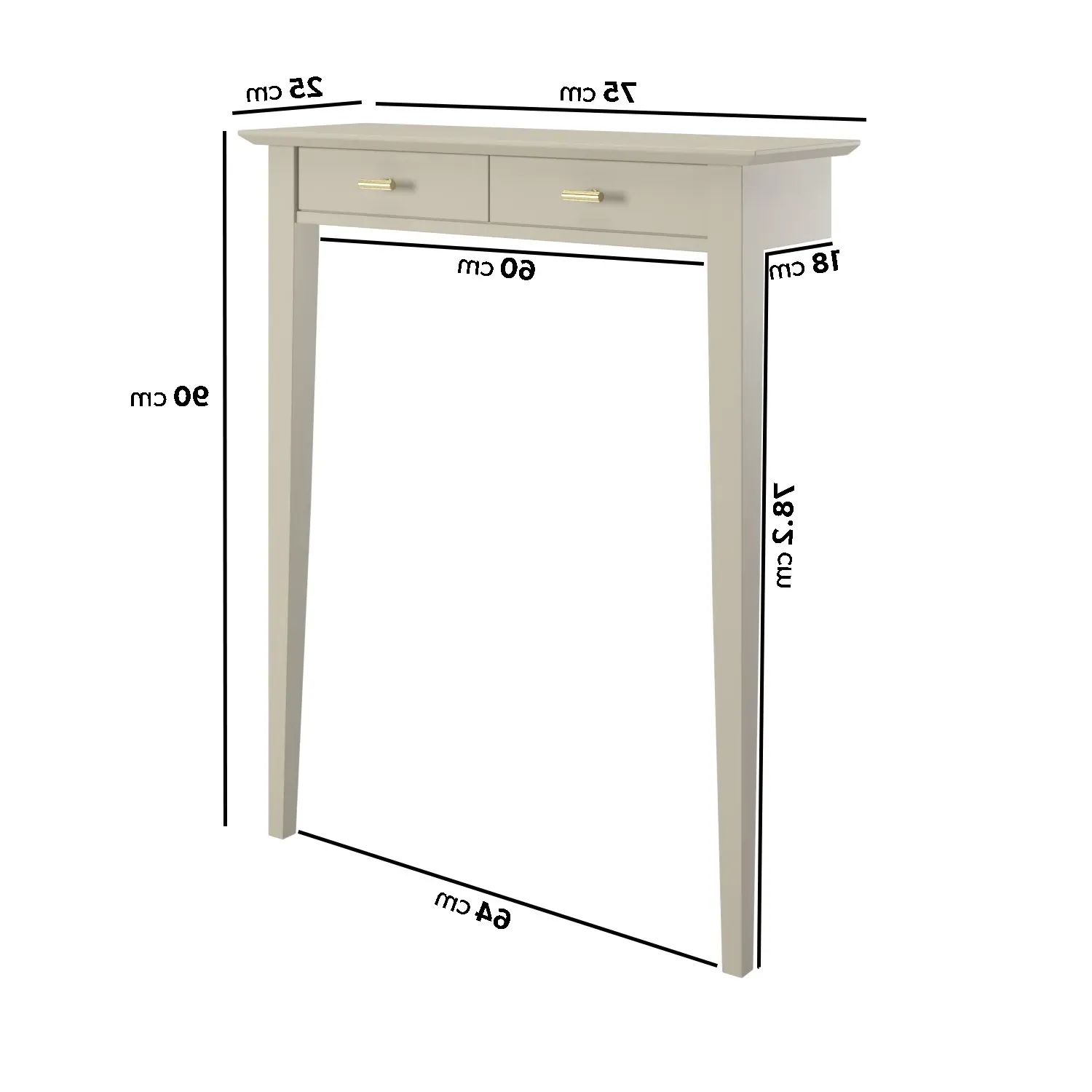 Compact Narrow Console Table with Fluted Detail - Taupe, Rubberwood alternate view