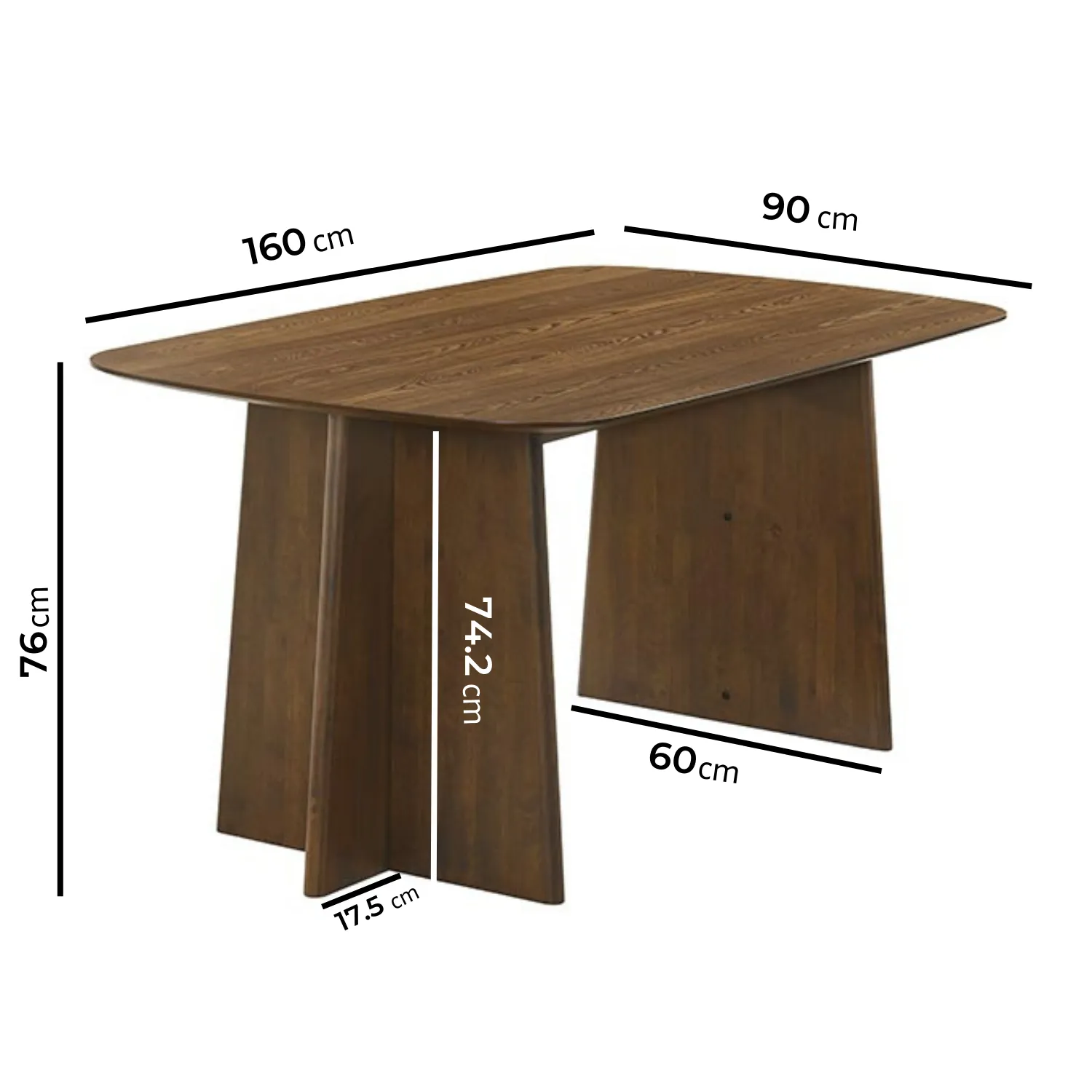 Rectangular Dining Table Seats 4 - Walnut, Solid Rubberwood alternate view