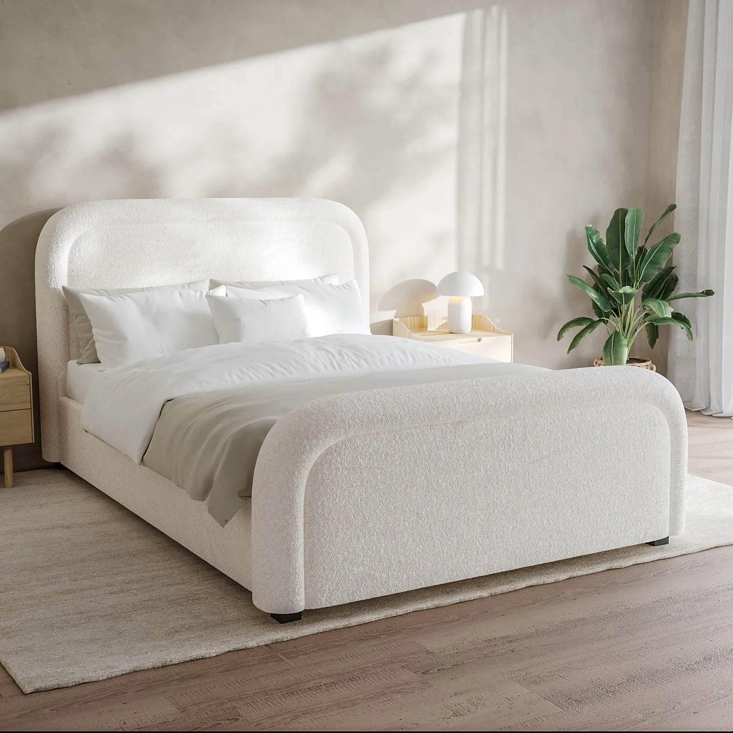 off-white-boucle-king-size-ottoman-bed-with-curved-headboard-naomi image