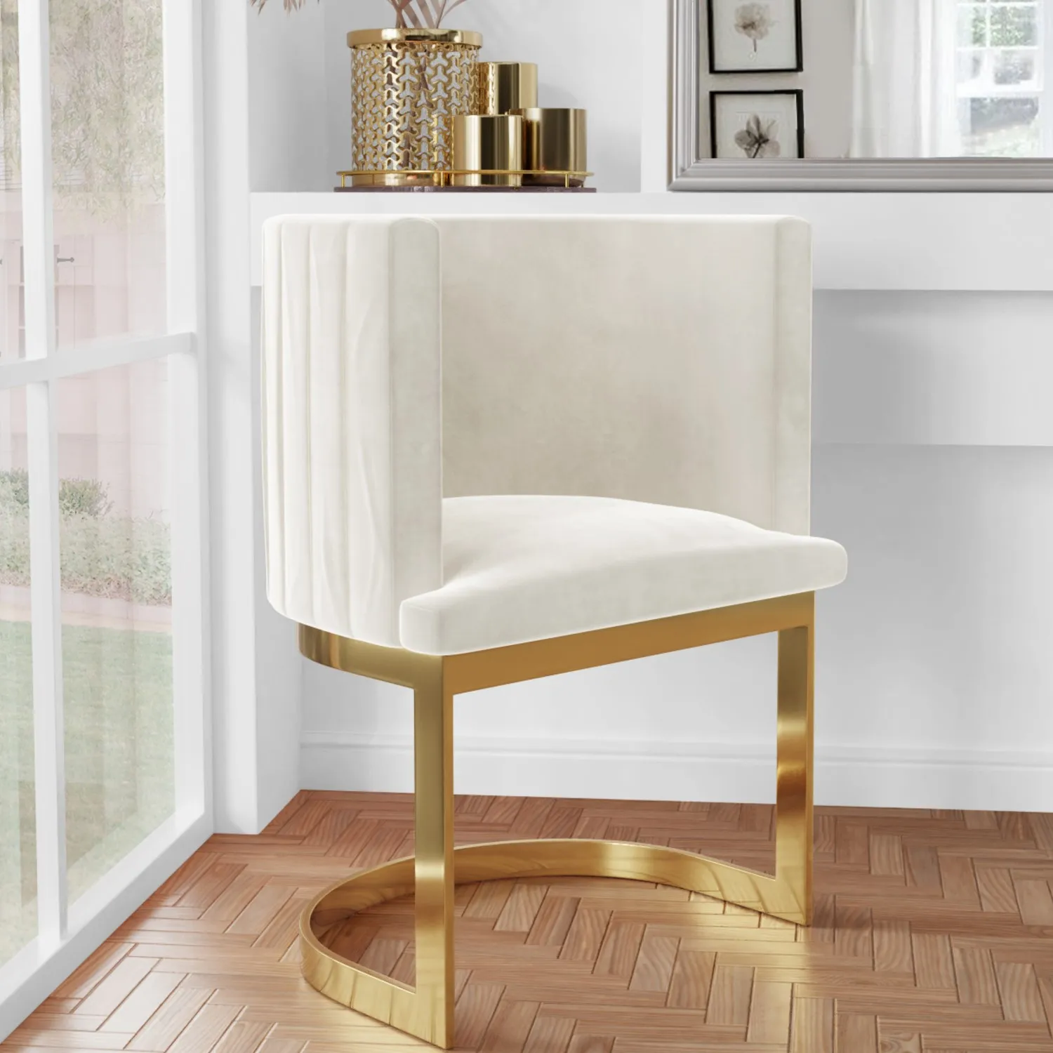 off-white-velvet-cantilever-dressing-table-chair-with-gold-legs-zelena image