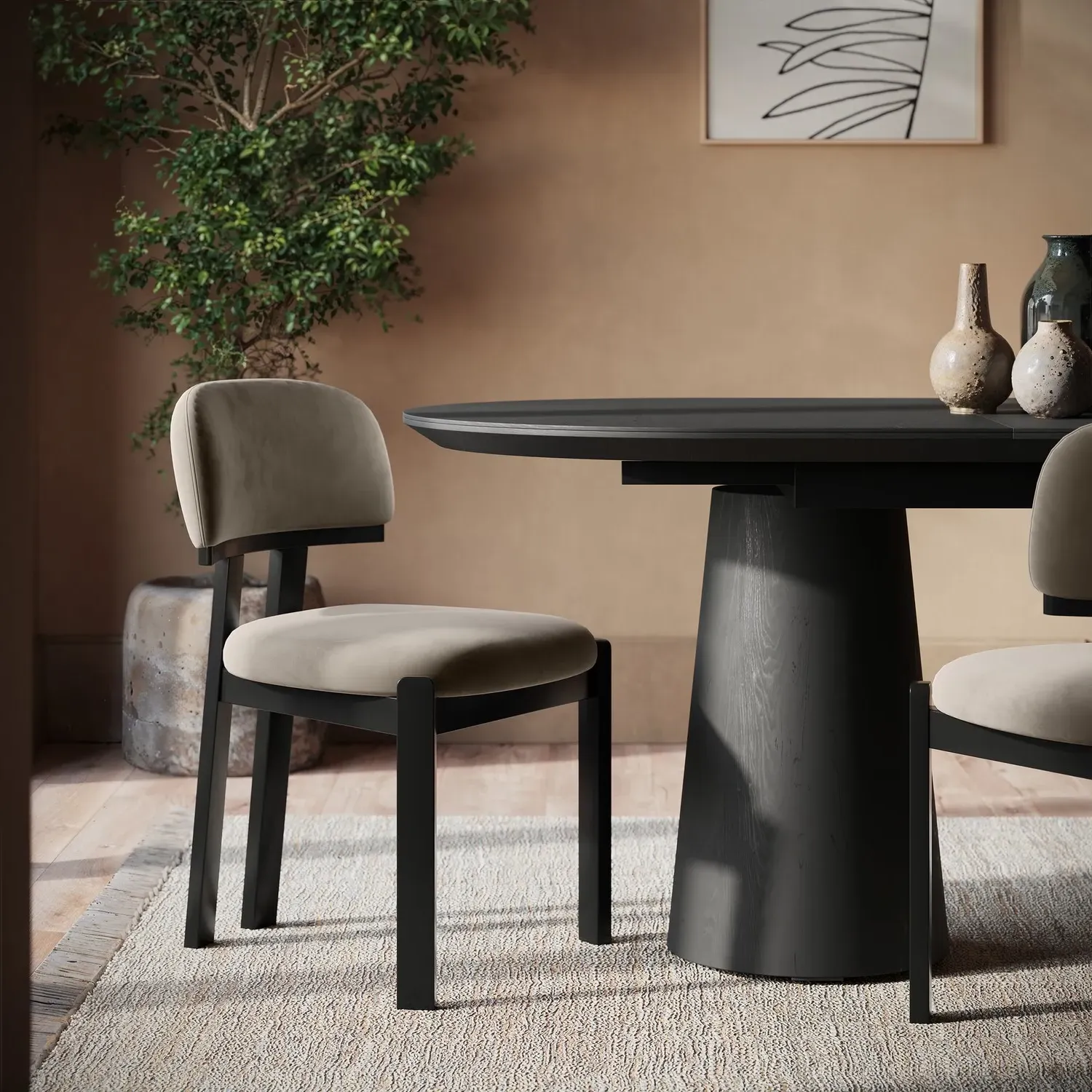 Otto Set of 2 Dining Chairs - Mink, Velvet product