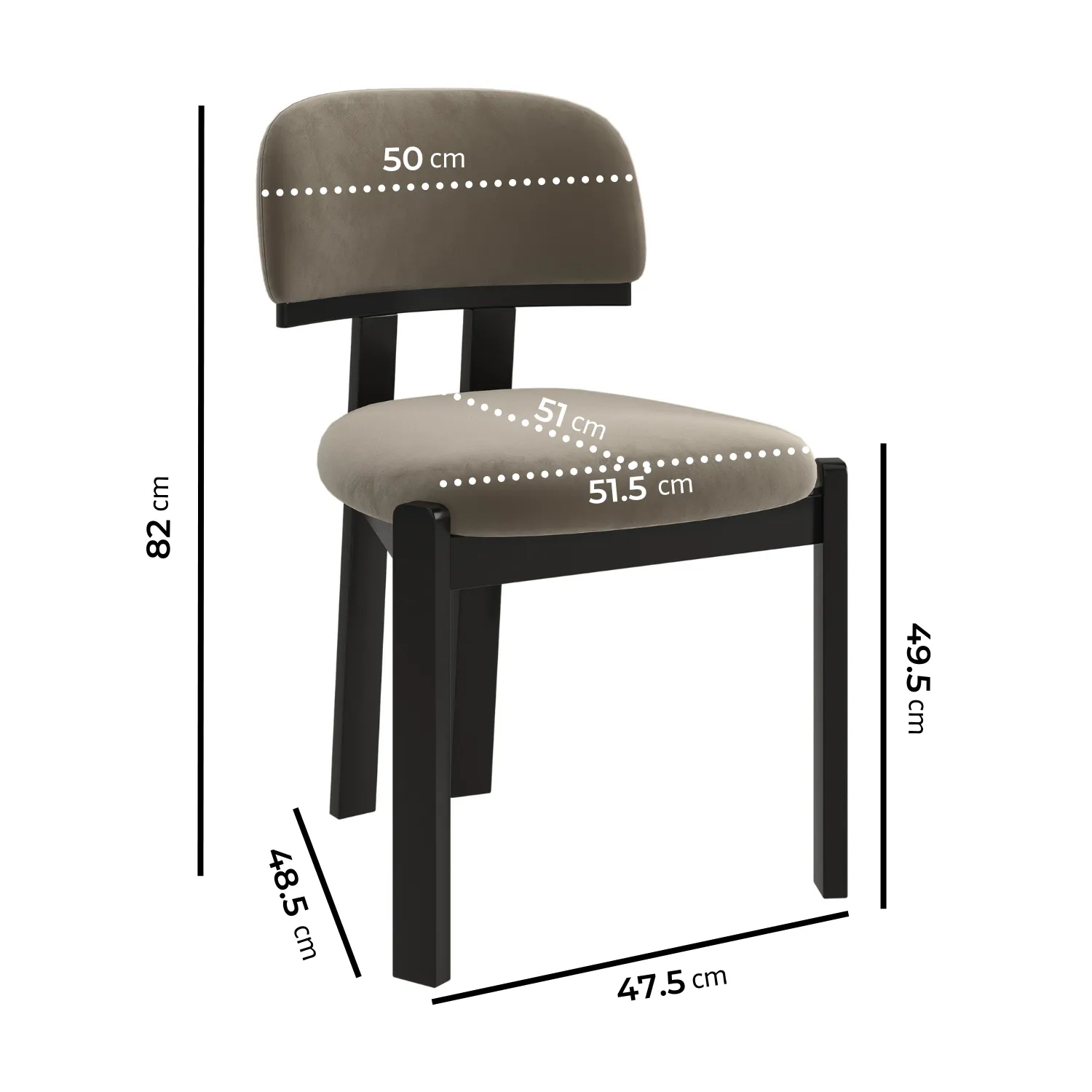Otto Set of 4 Dining Chairs - Mink, Velvet alternate view