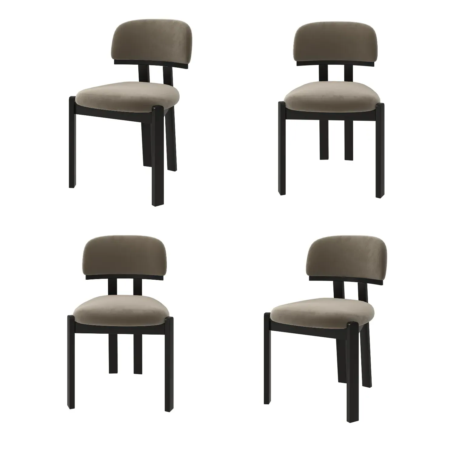 Otto Set of 4 Dining Chairs - Mink, Velvet product