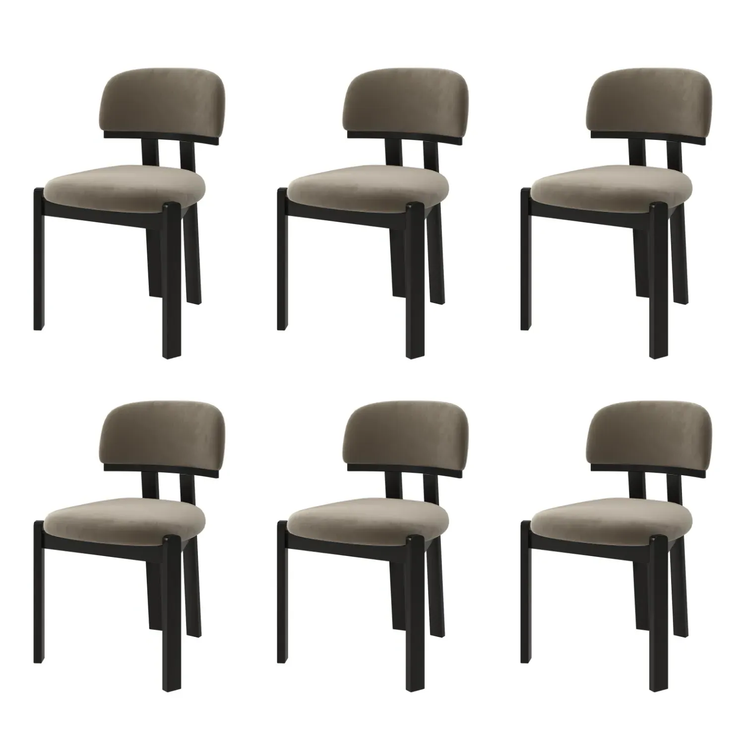 Set of 6 Dining Chairs - Mink, Velvet product