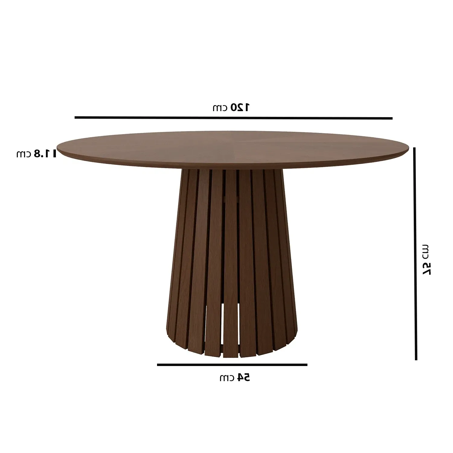 Round Dining Table with Slatted Pedestal Base - Brown, Walnut alternate view