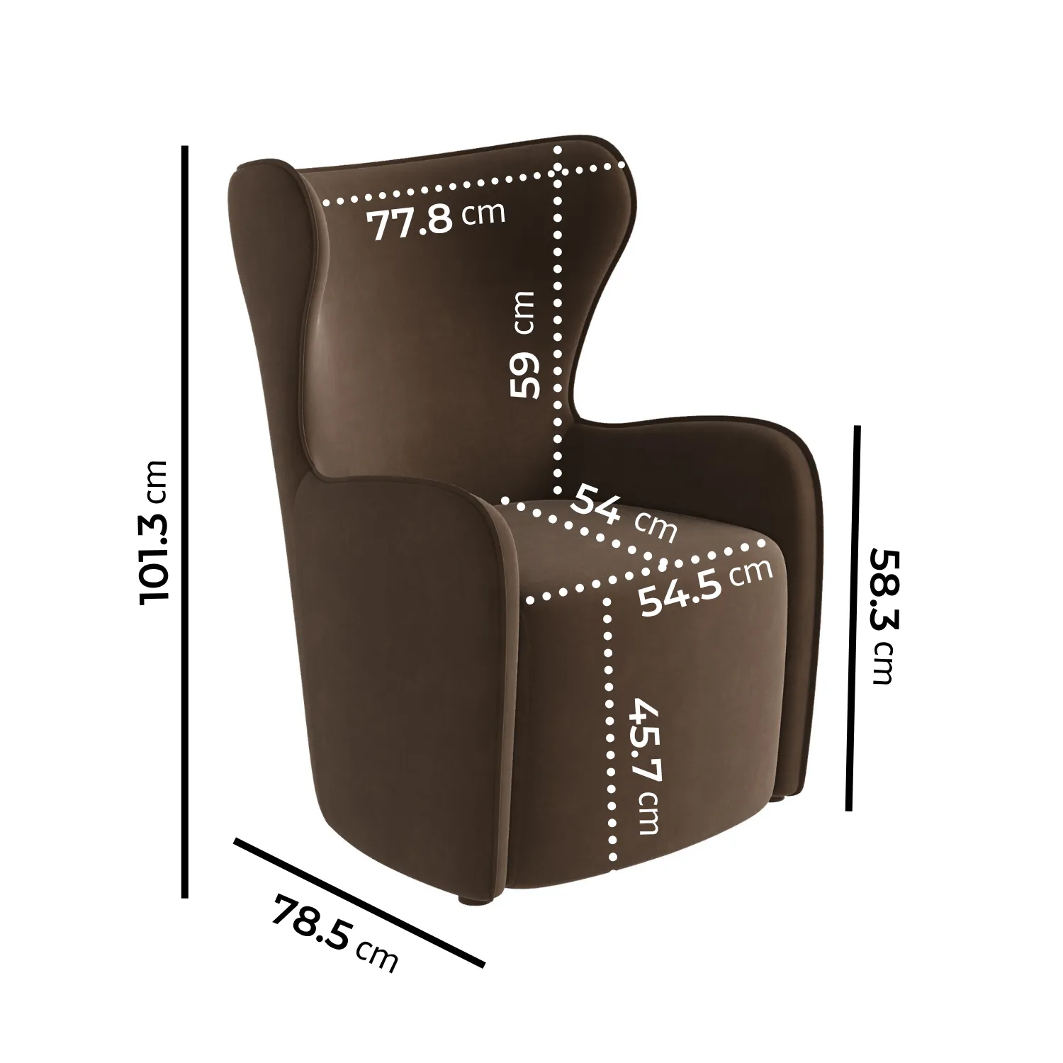 Paloma Highback Accent Chair - Brown, Velvet alternate view