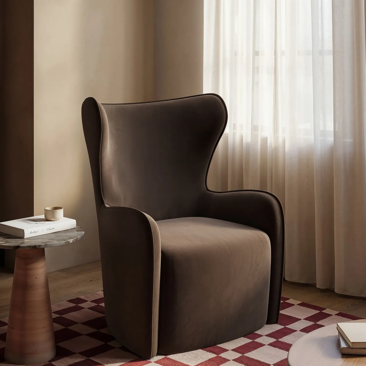 Paloma Highback Accent Chair - Brown, Velvet product