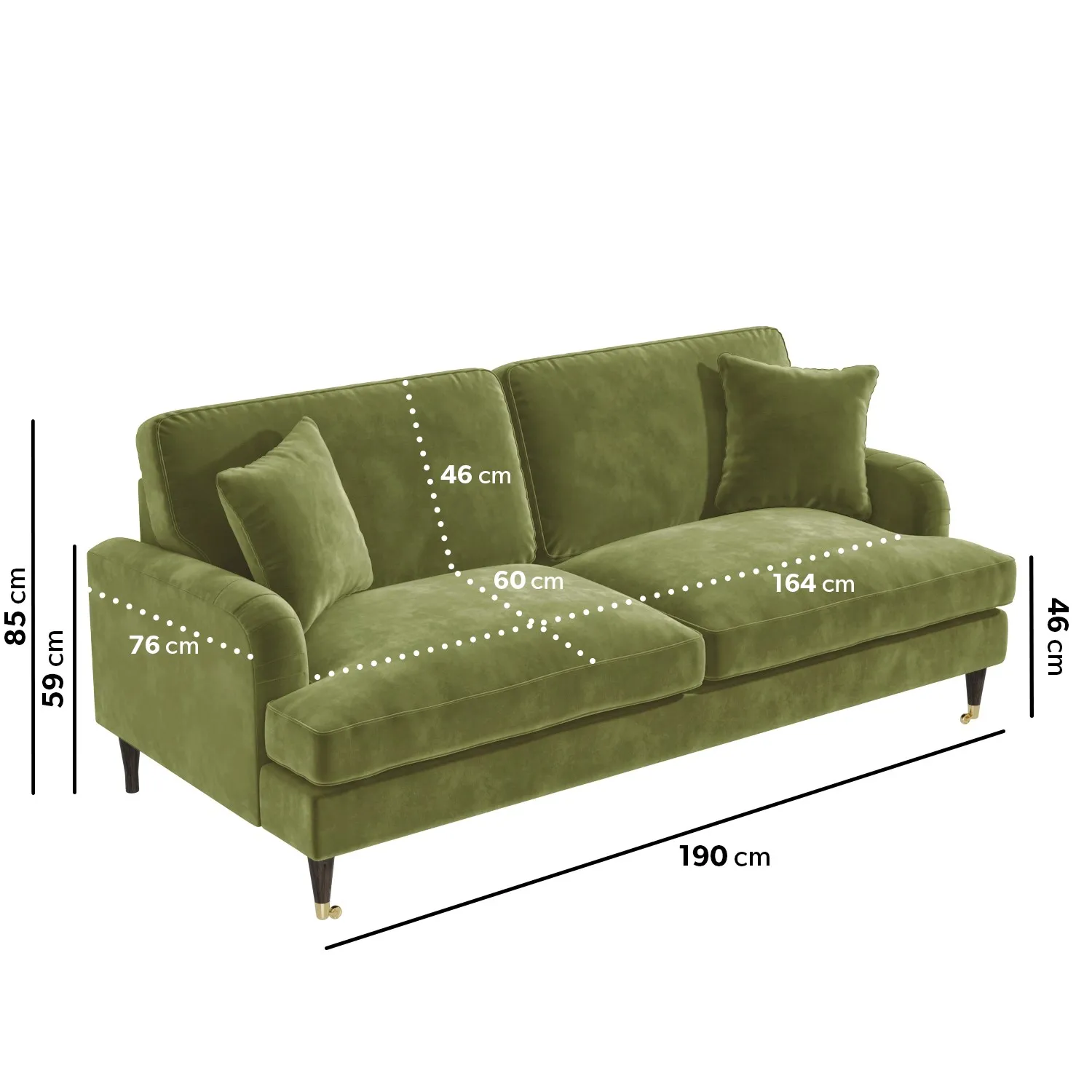 Payton 2 Sofas and Footstool Bundle - Olive Green, Velvet alternate view