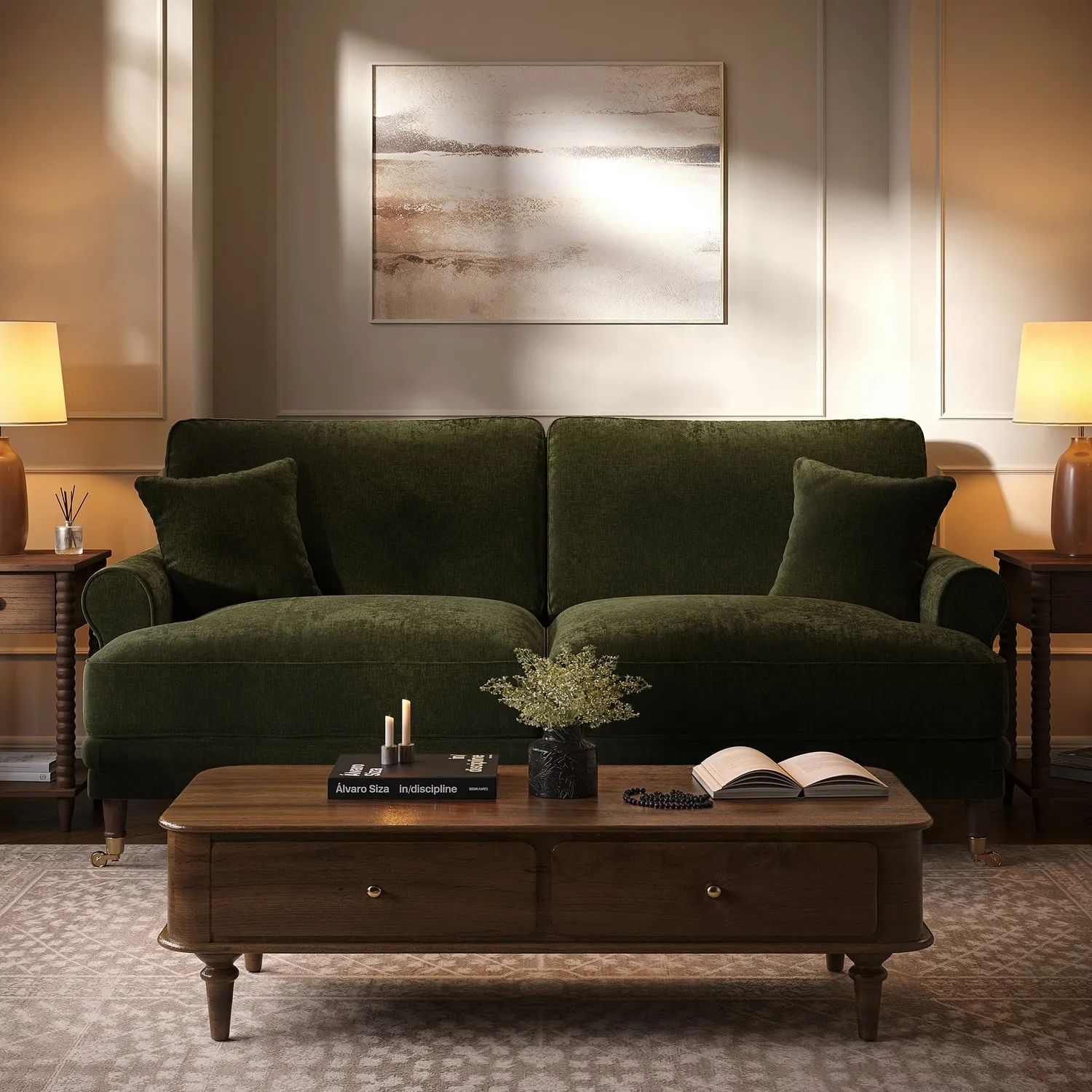 Payton Heritage 3-Seater Sofa - Green, Chenille alternate view