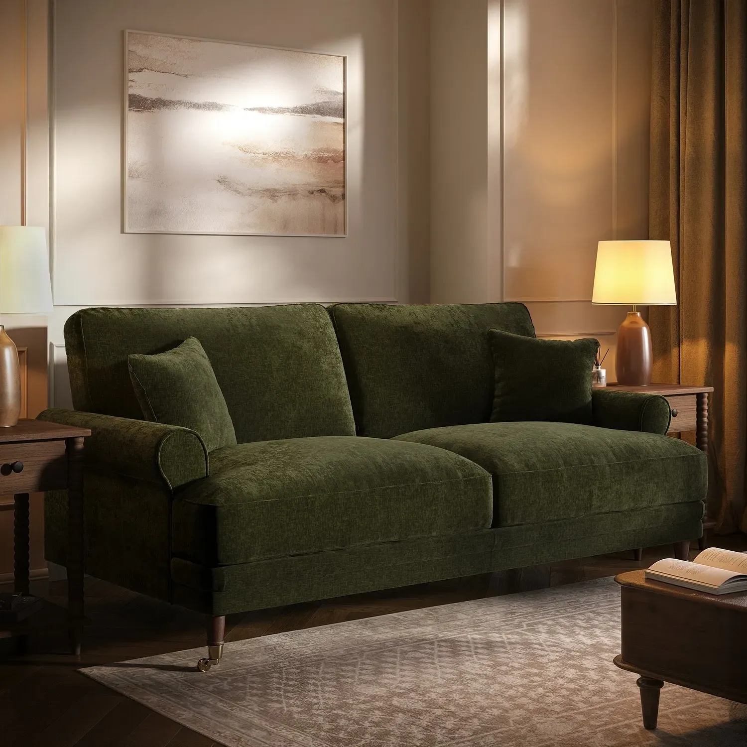 Payton Heritage 3-Seater Sofa - Green, Chenille product
