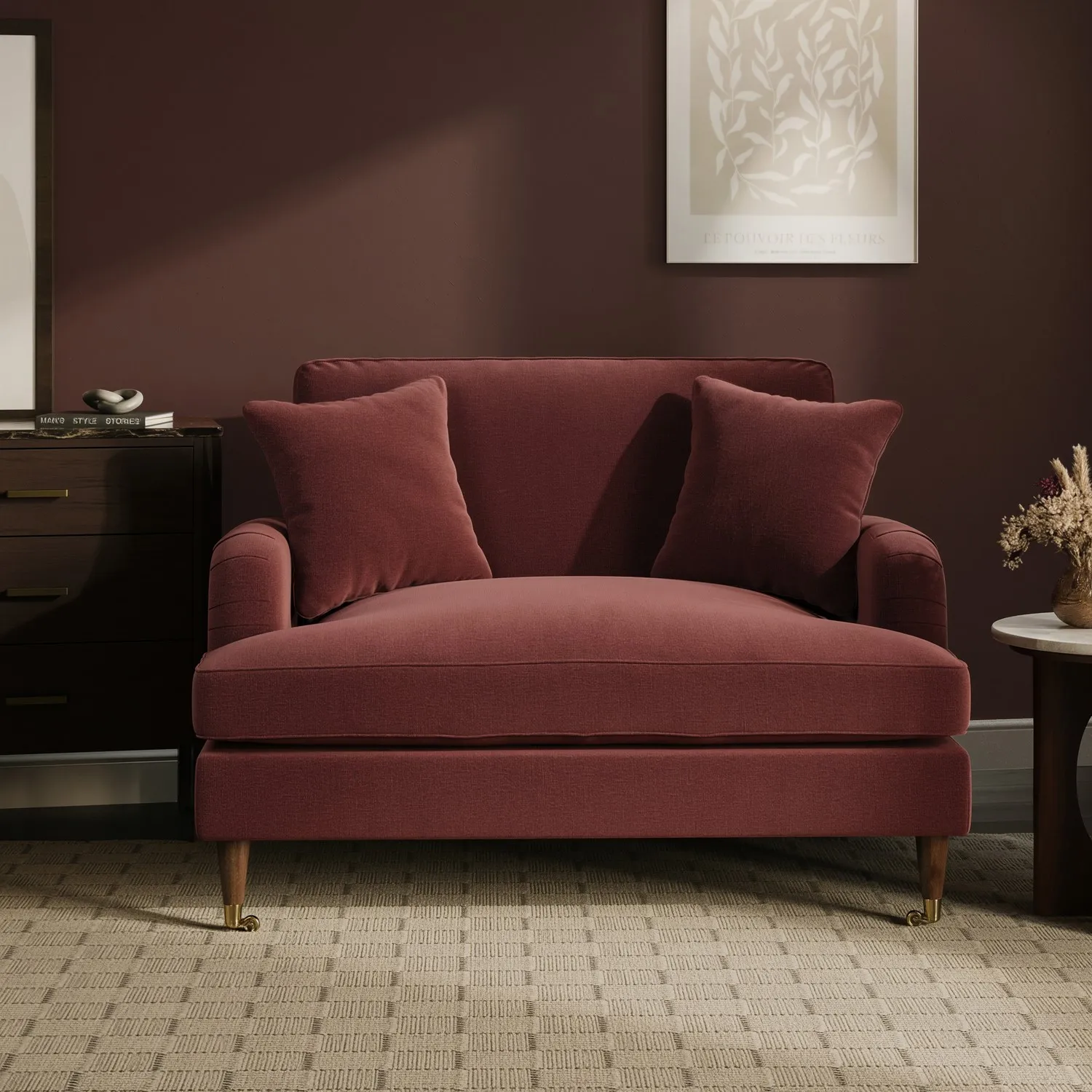 Payton 2-Seater Love Seat - Merlot Red, Chenille alternate view