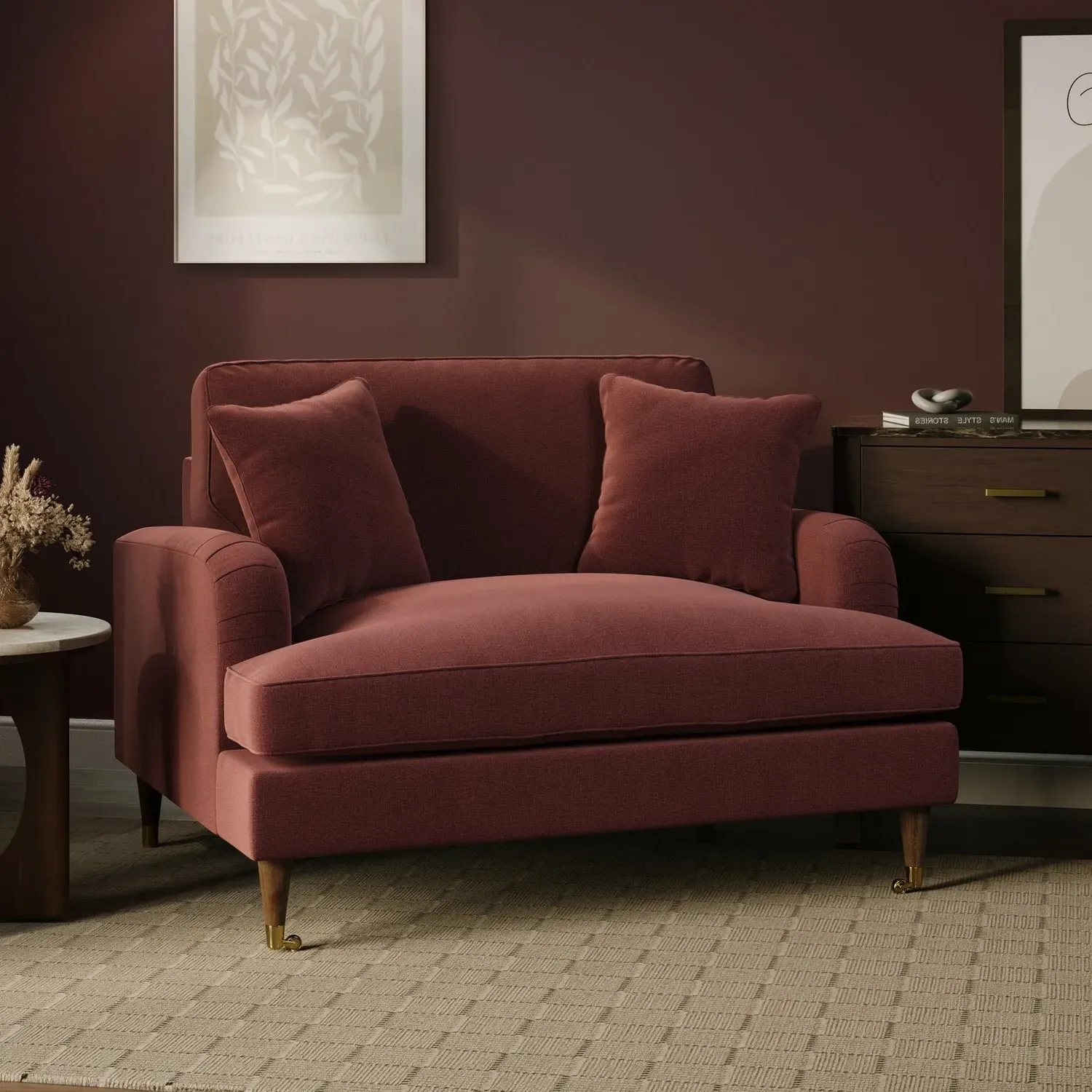 Payton 2-Seater Love Seat - Merlot Red, Chenille product